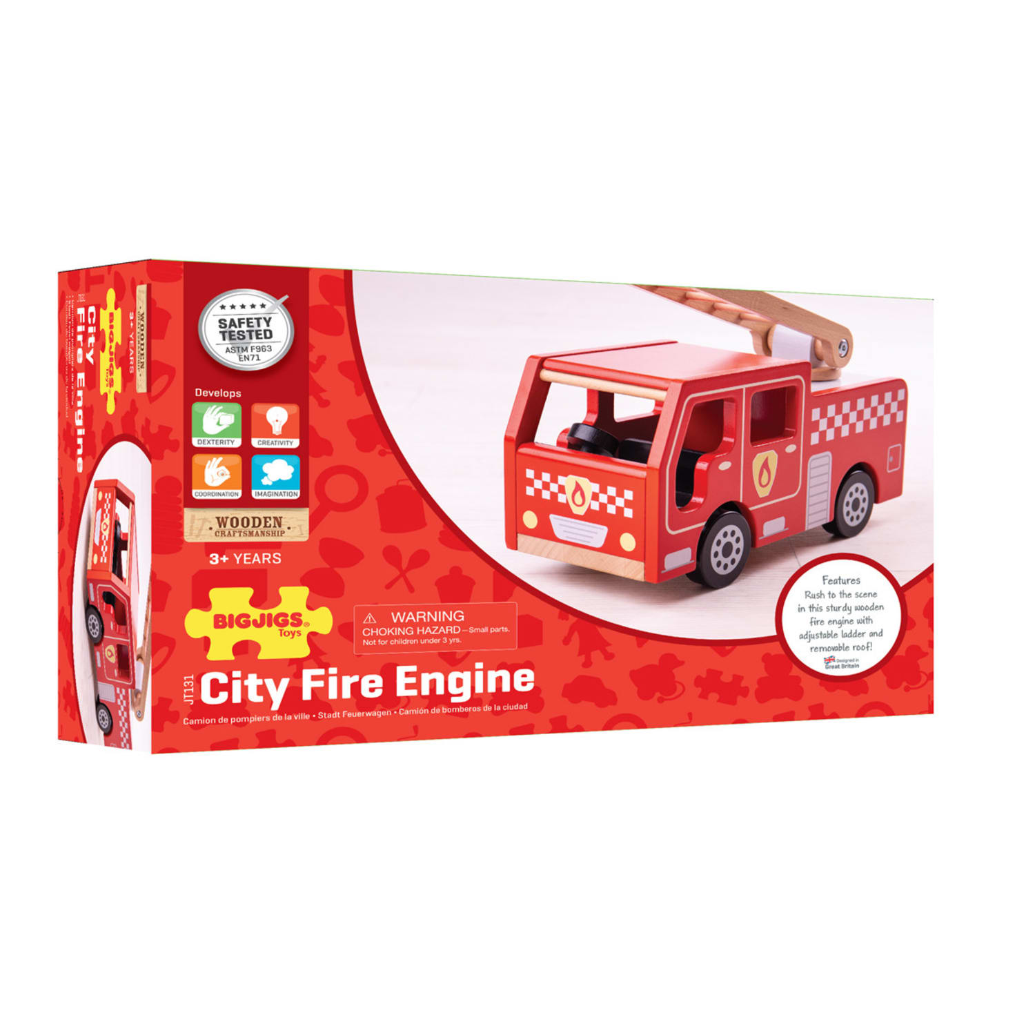 Bigjigs Toys City Fire Engine - Image 3