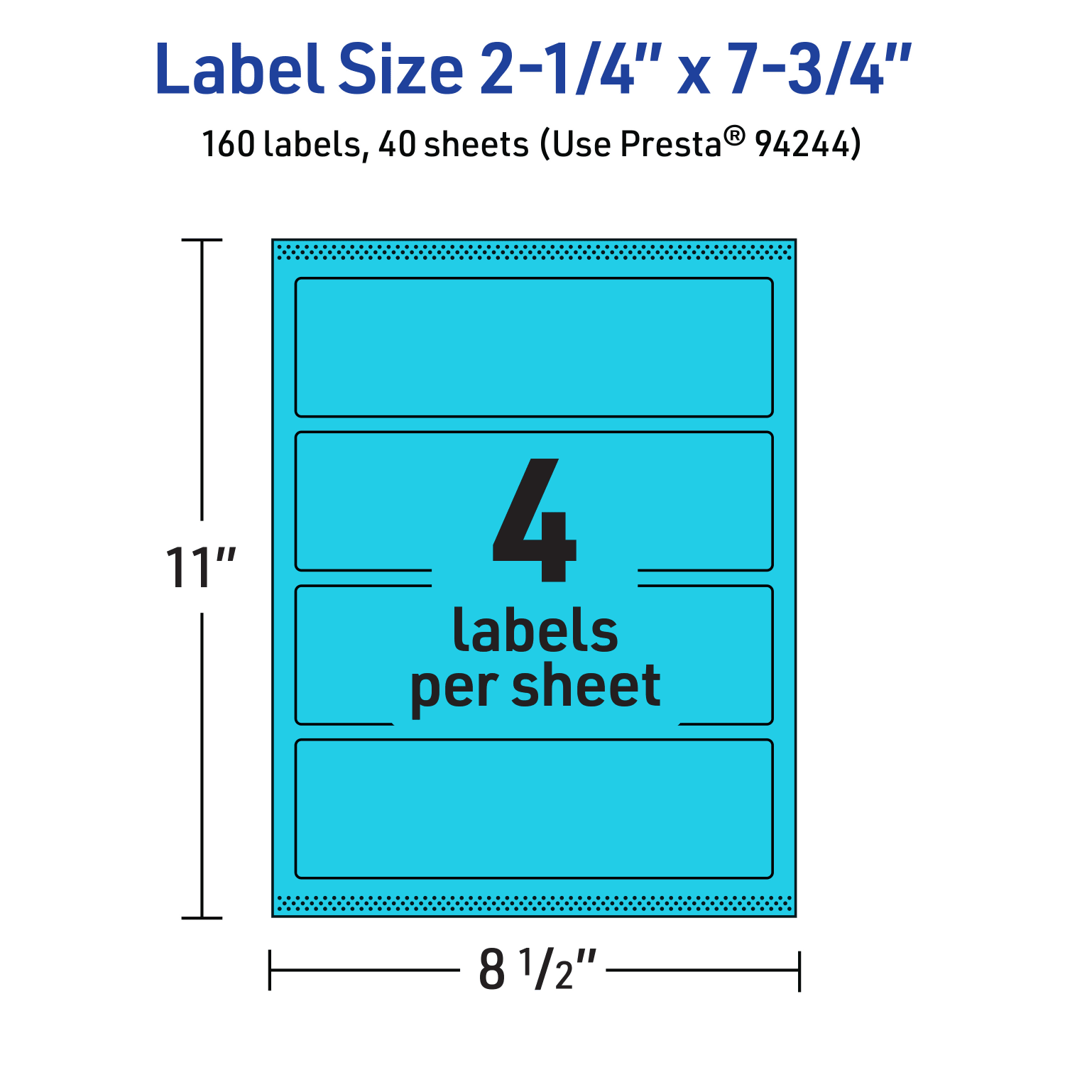 Avery Print-To-The-Edge Labels With Sure Feed Technology, 94244-BBP40, Rectangle, 2-1/4in x 7-3/4in, Matte Bright Blue, Pack of 160 - Image 6