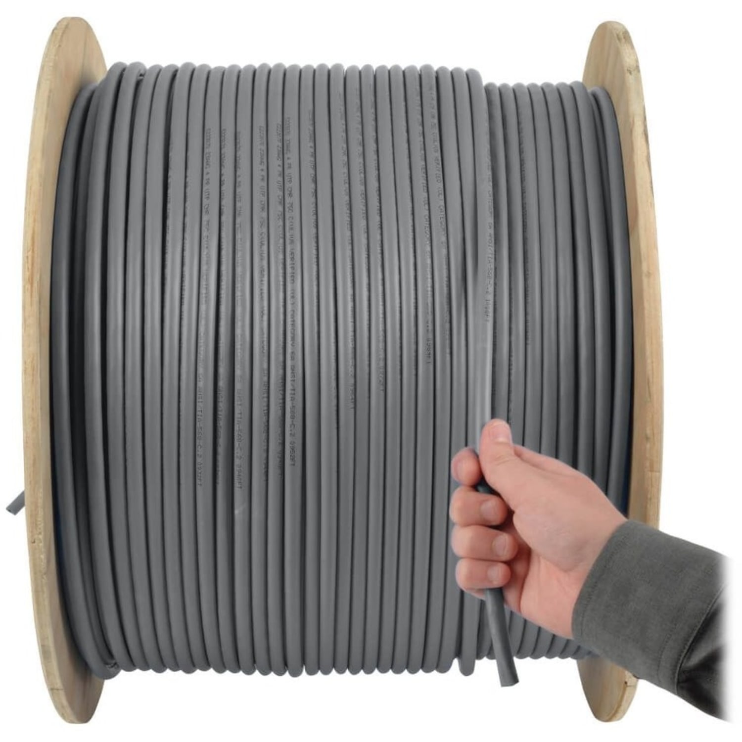 Tripp Lite Cat5e 350 MHz Solid Core Plenum-Rated (UTP) PVC Bulk Ethernet Cable Gray 1000 ft. (304.8 m) - 1000 ft Category 5e Network Cable - Image 6