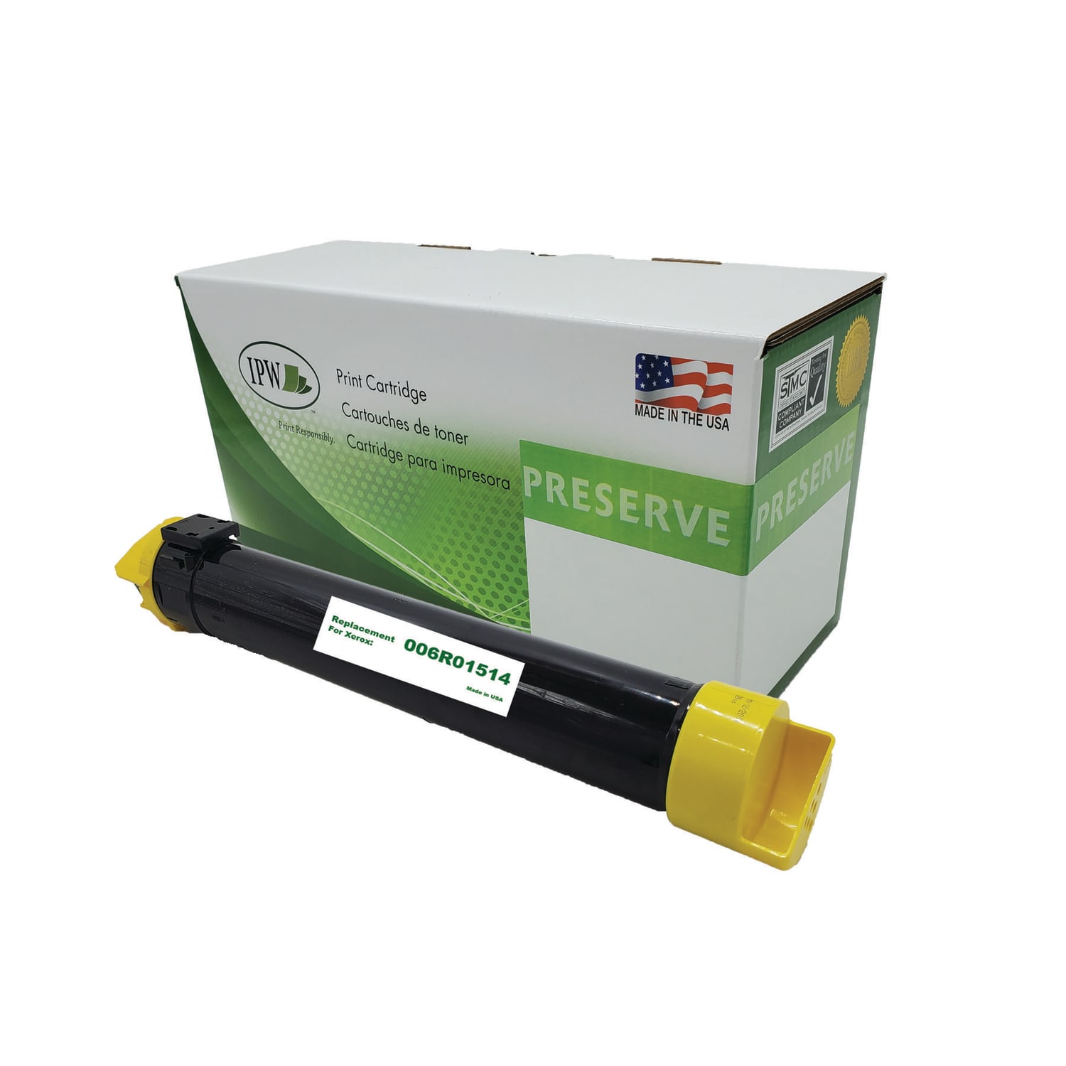 IPW Preserve Remanufactured Yellow Extra-High Yield Toner Cartridge Replacement For Xerox 006R01514, 006R01514-R-O