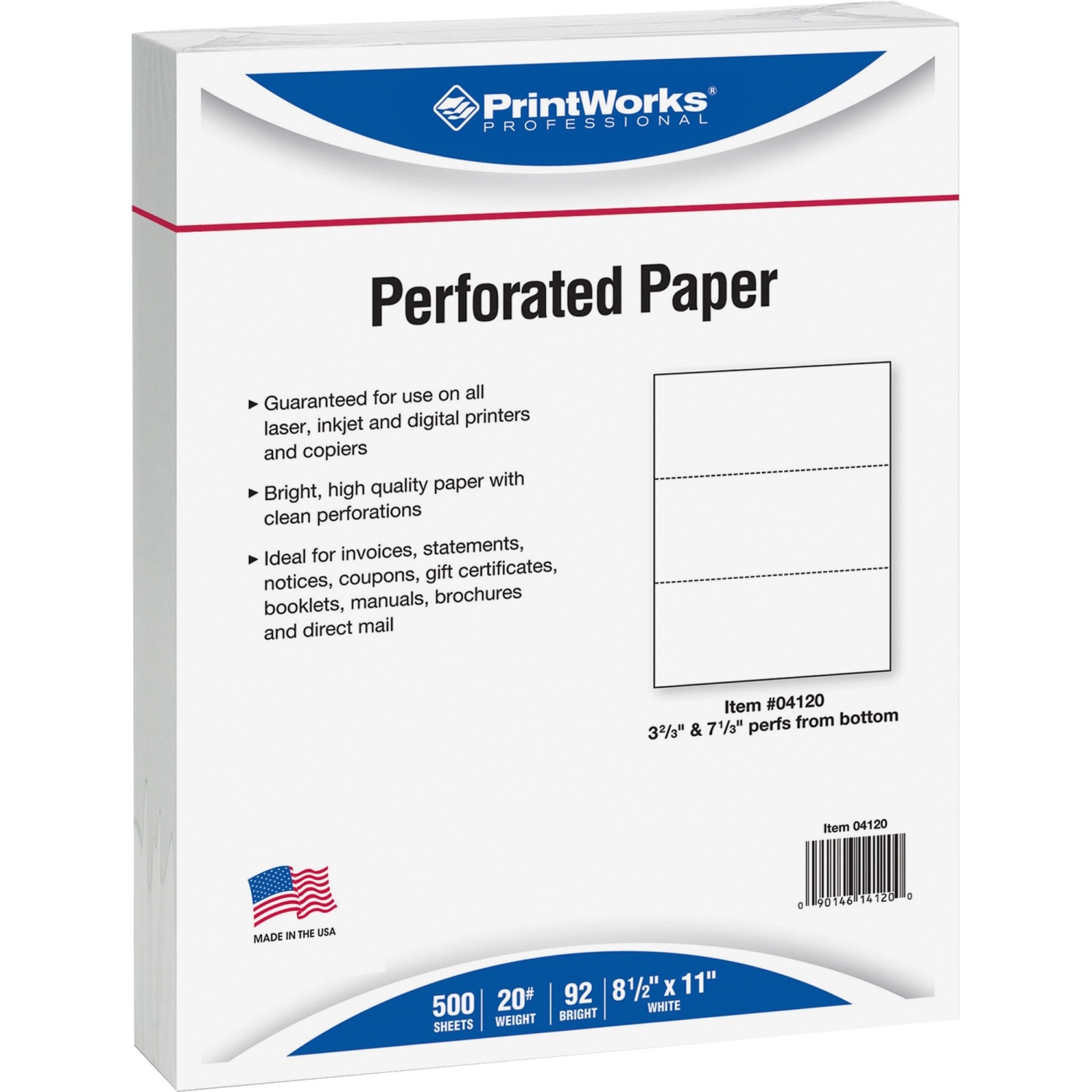 PrintWorks Professional Pre-Perforated Paper, Letter Paper Size, 20 Lb, White, 500 Sheets Per Ream - Image 6