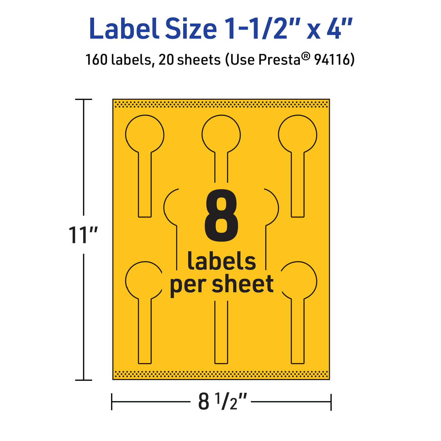 Avery Print-To-The-Edge Labels With Sure Feed Technology, 94116-BYP20, Lollipop, 1-1/2in x 4in, Matte Bright Yellow, Pack of 160 - Image 6