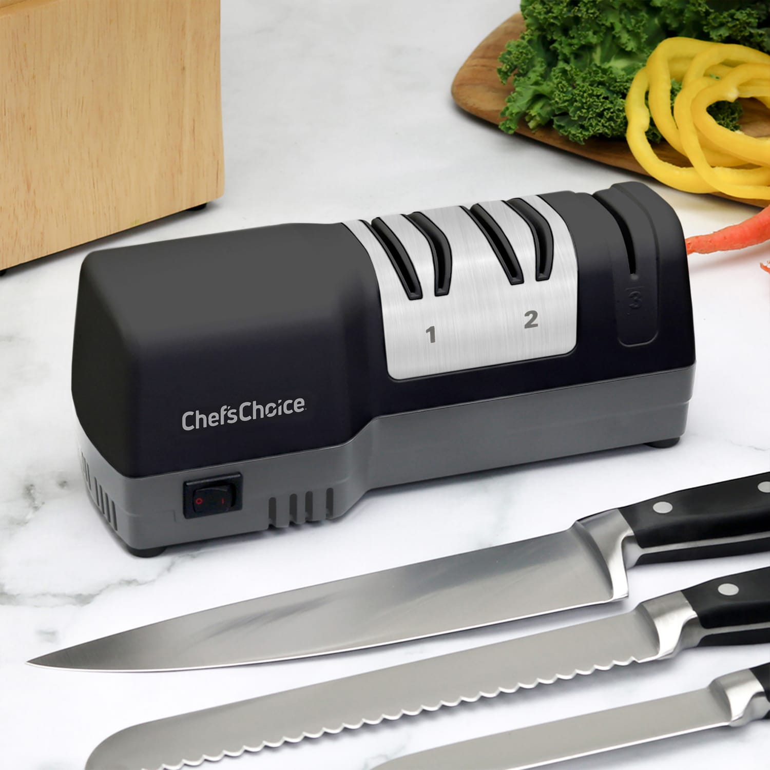 Edgecraft Chefs Choice 3-Stage Hybrid Knife Sharpener, Black/Silver - Image 3