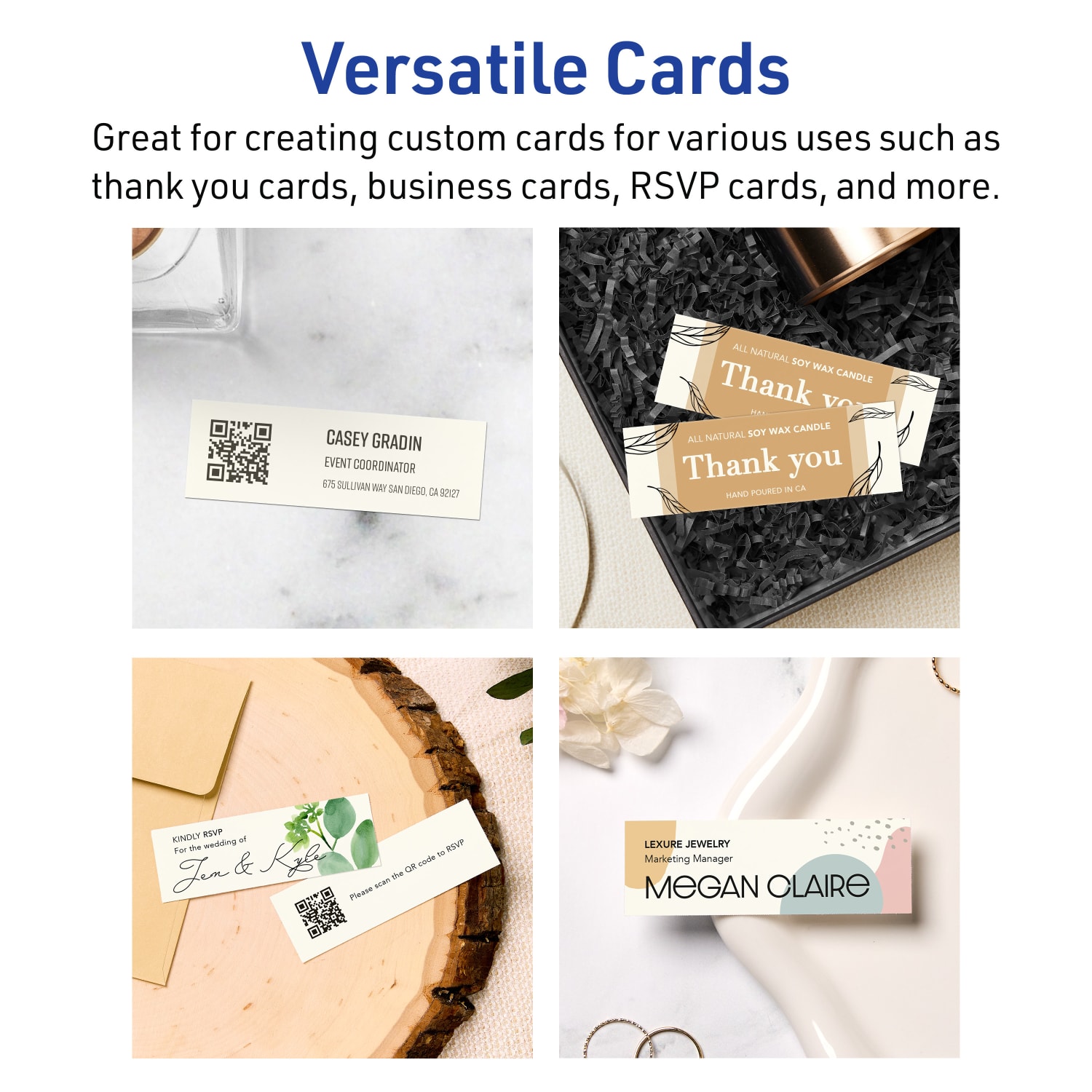 Avery Printable Mini Business Cards With Sure Feed Technology, Print-To-The-Edge, 1inx3in, Matte Ivory, Pack Of 400 - Image 4