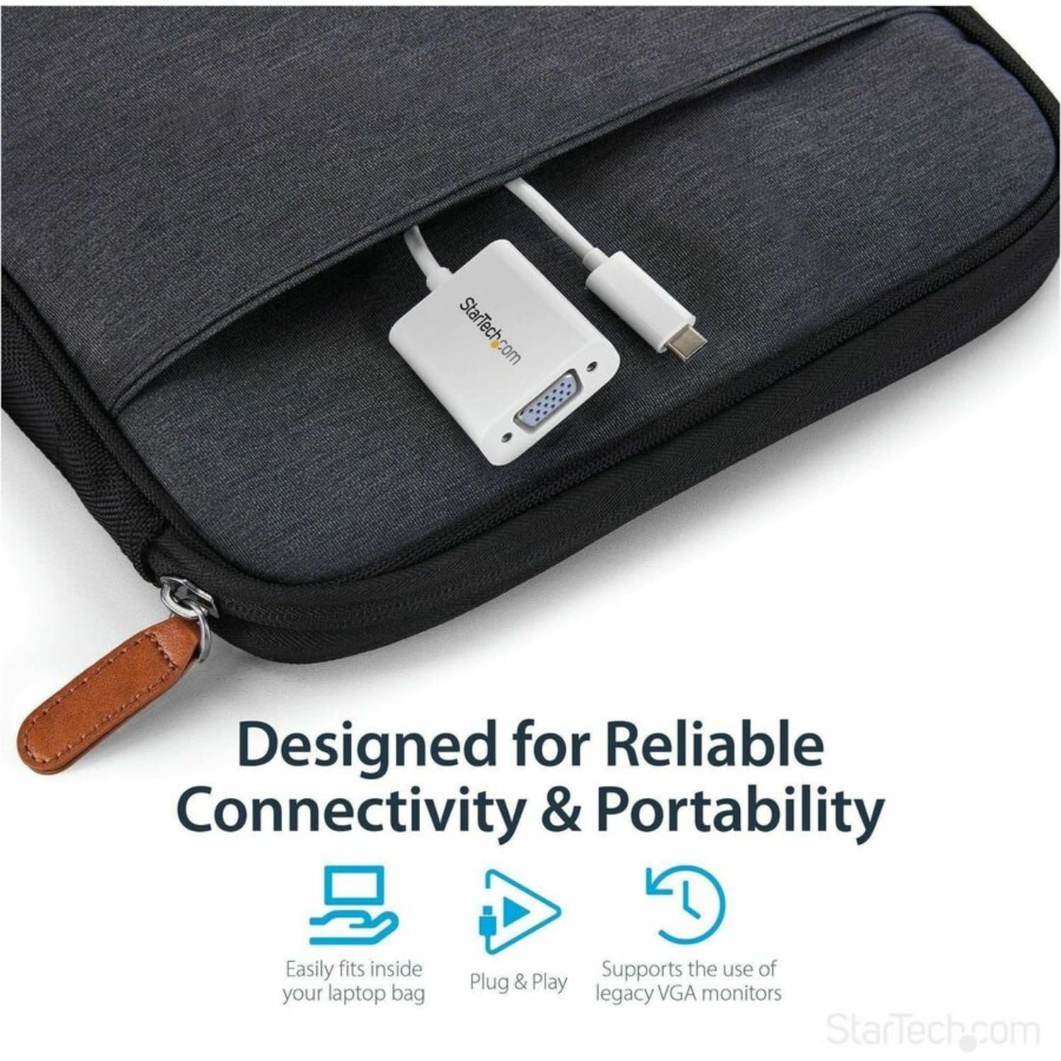 StarTech.com USB-C to VGA Adapter - White - 1080p - Video Converter  - CDP2VGAW - Image 4