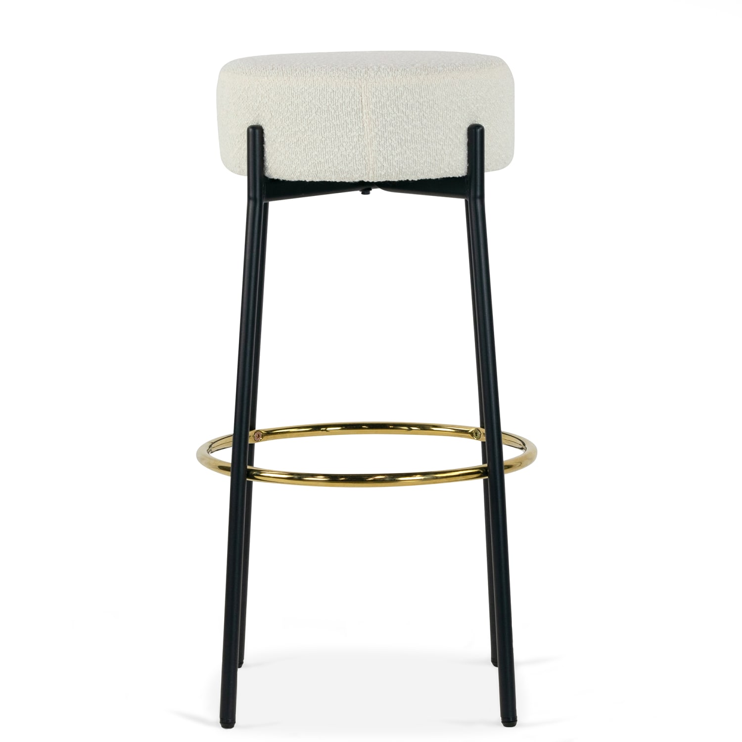 Glamour Home Avon Boucle Fabric Bar Stools, Beige/Black, Set Of 2 Stools - Image 3