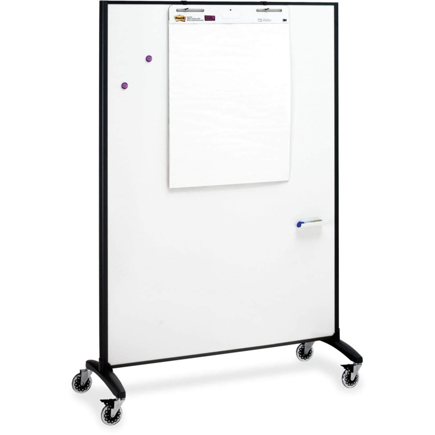 Quartet Motion 2-Sided Bulletin Board/Non-Magnetic Dry-Erase Whiteboard Rolling Room Divider, 36in x 72in, Aluminum Frame With Black Finish - Image 4