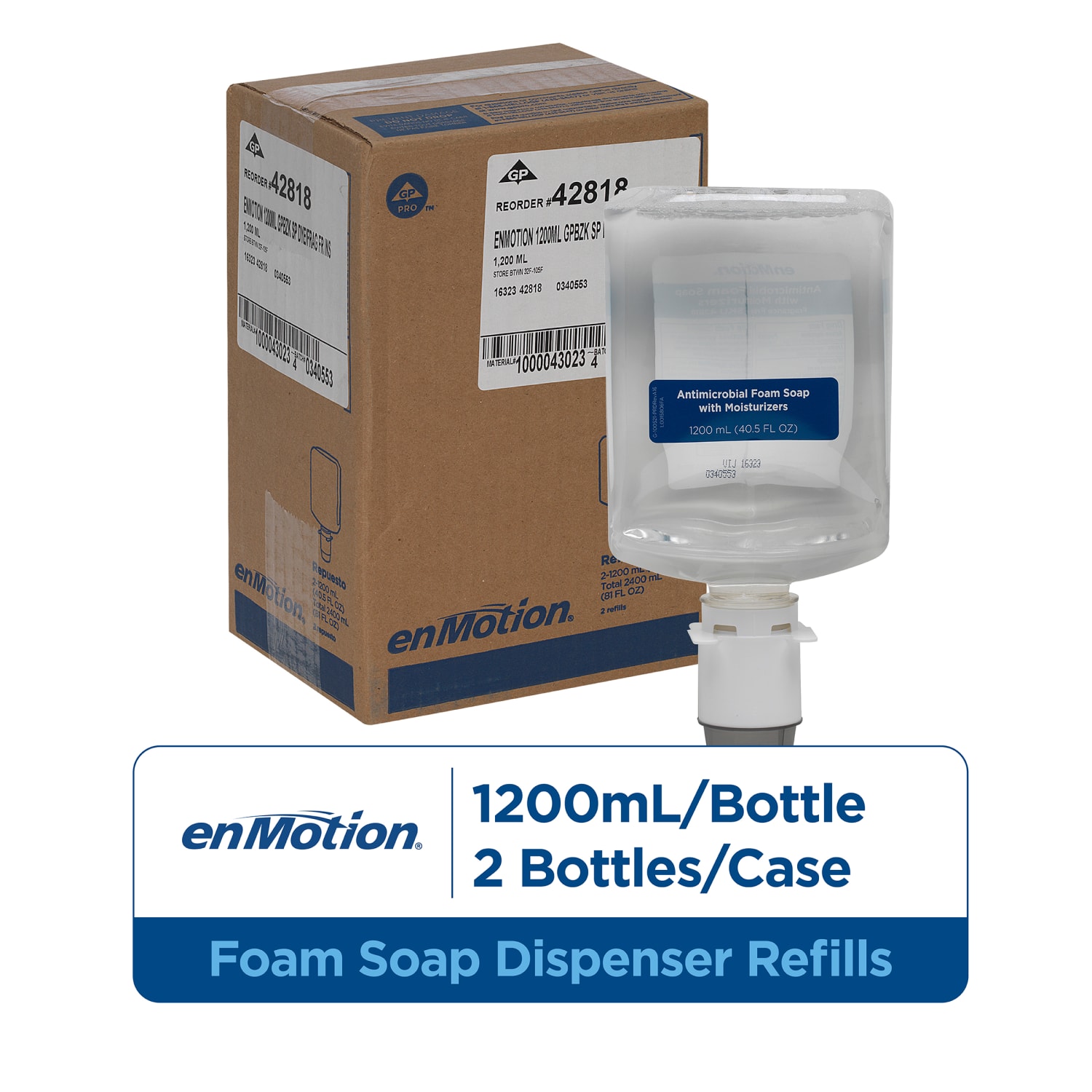 enMotion Gen 2 Antimicrobial Foam Hand Soap With Moisturizers, Unscented, 40.58 Oz, Carton Of 2 Bottles - Image 3