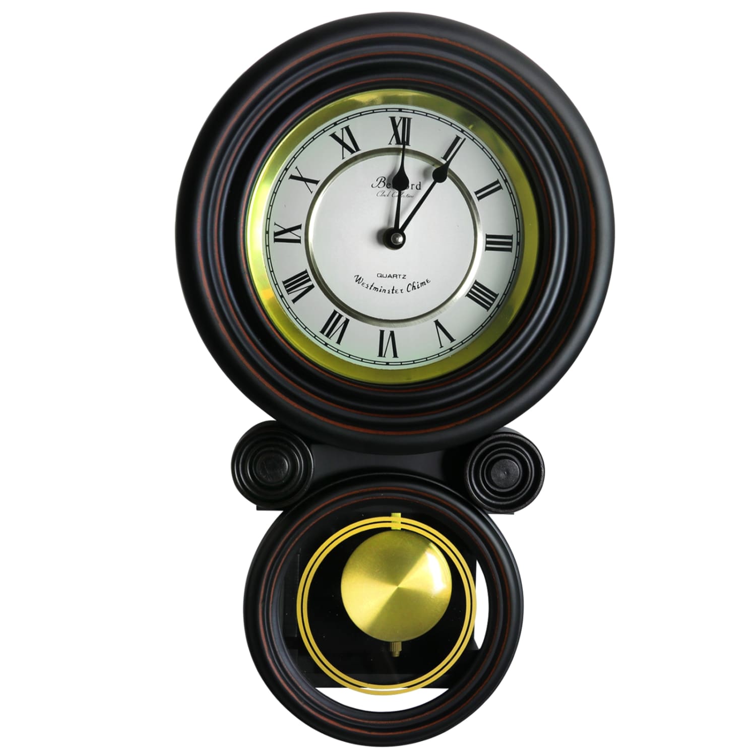 Bedford Clocks Wall Clock, 16-1/2inH x 9-3/4inW x 4inD, Black Oak - Image 3