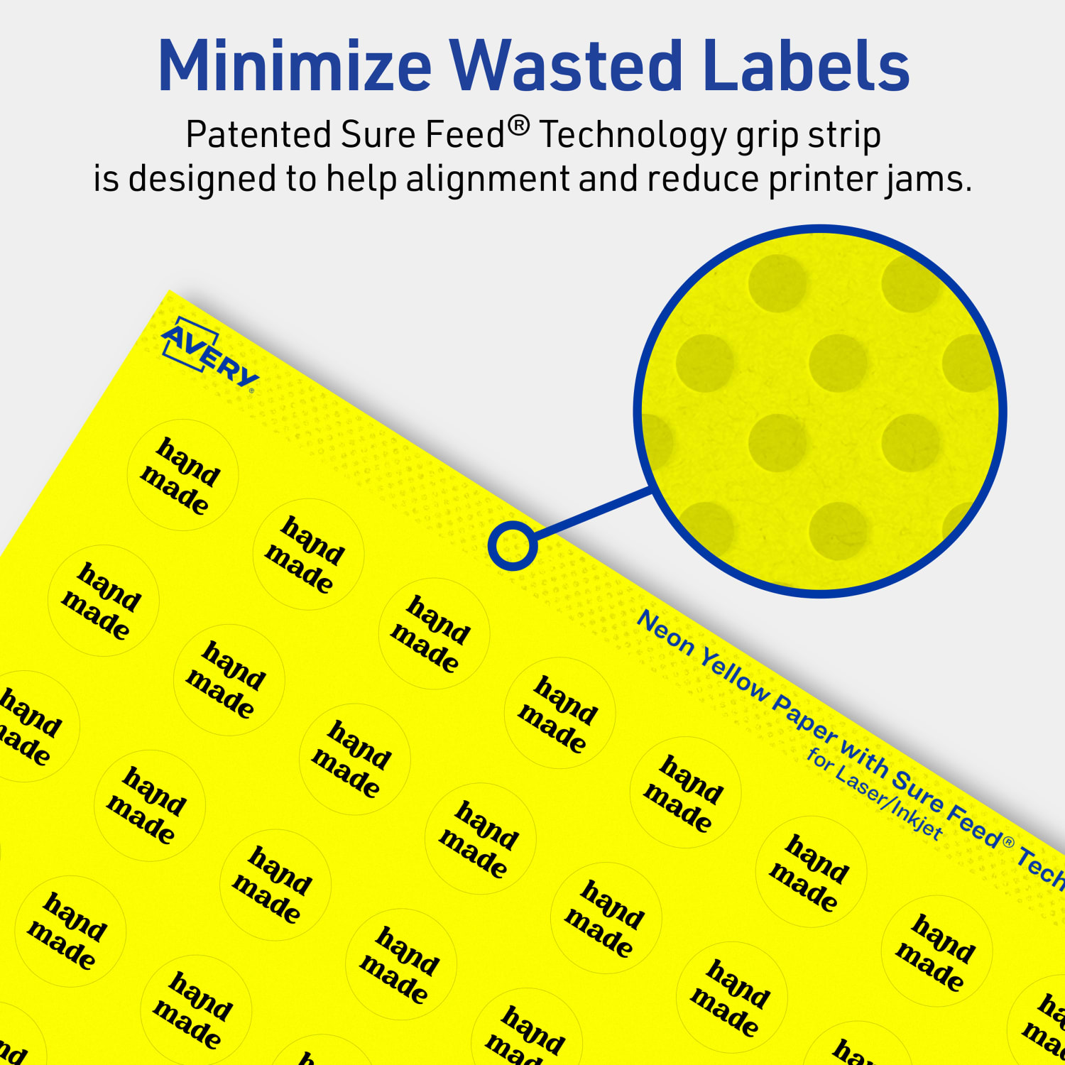 Avery Print-To-The-Edge Labels With Sure Feed Technology, 94504-NYP20, Round, 3/4in, Matte Neon Yellow, Pack of 1600 - Image 5