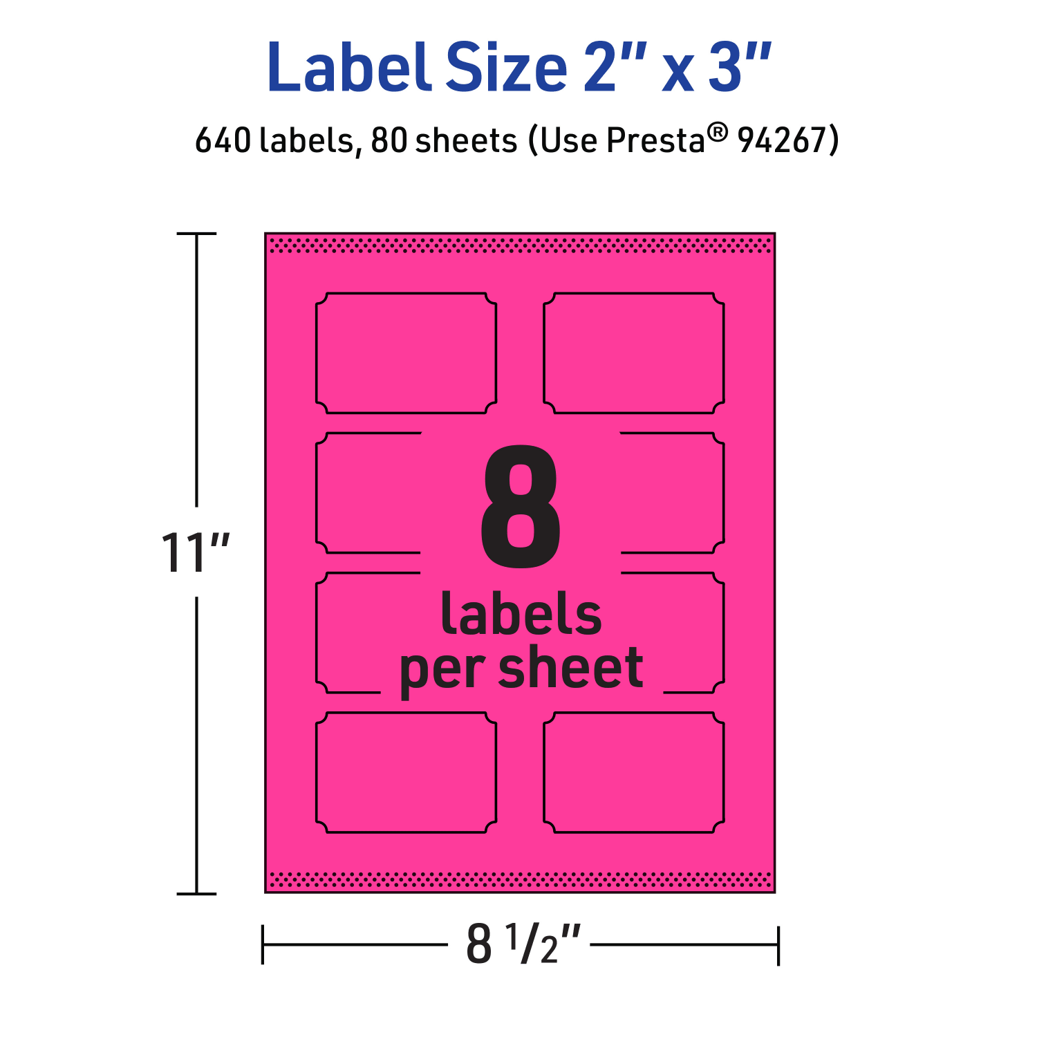 Avery Print-To-The-Edge Labels With Sure Feed Technology, 94267-NMP80, Rectangle Scalloped, 2in x 3in, Matte Neon Magenta, Pack of 640 - Image 6