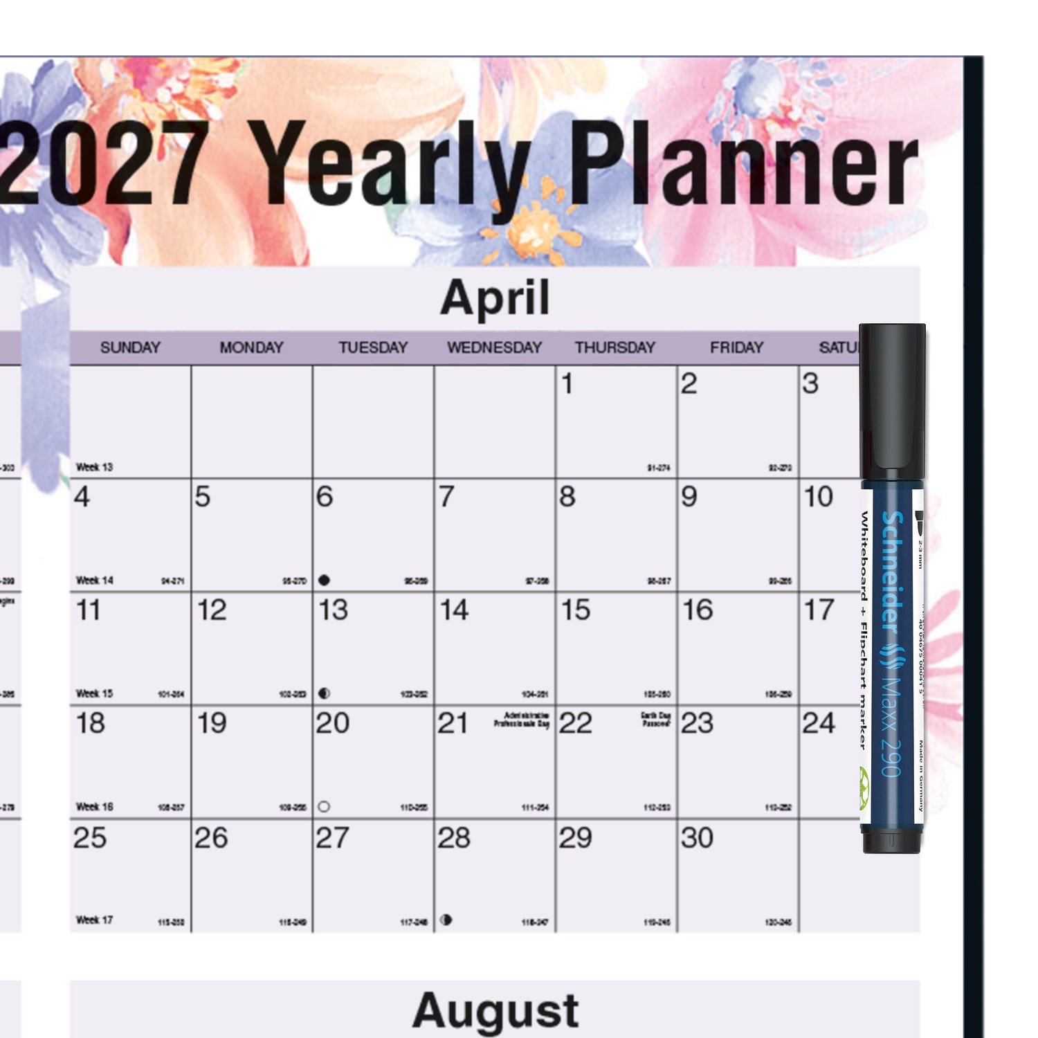 2027 Blueline Colorful Laminated, Reversible And Erasable Yearly Wall Planner, 24in x 36in, 100% Recycled, Passion, January To December, Total Qty 1 - Image 6
