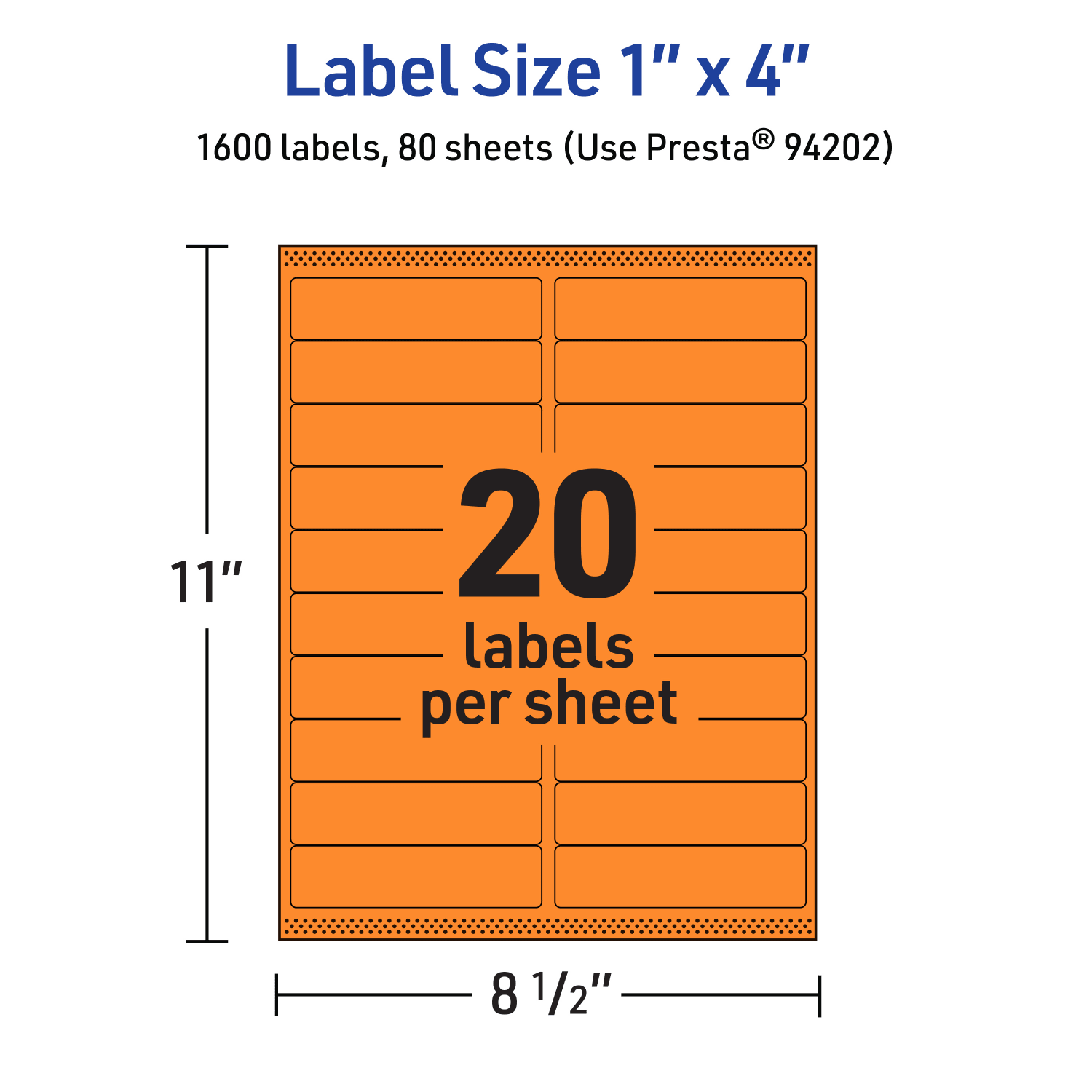 Avery Printable Labels With Sure Feed Technology, 94202-BOP80, Rectangle, 1in x 4in, Matte Bright Orange, Pack of 1600 - Image 6