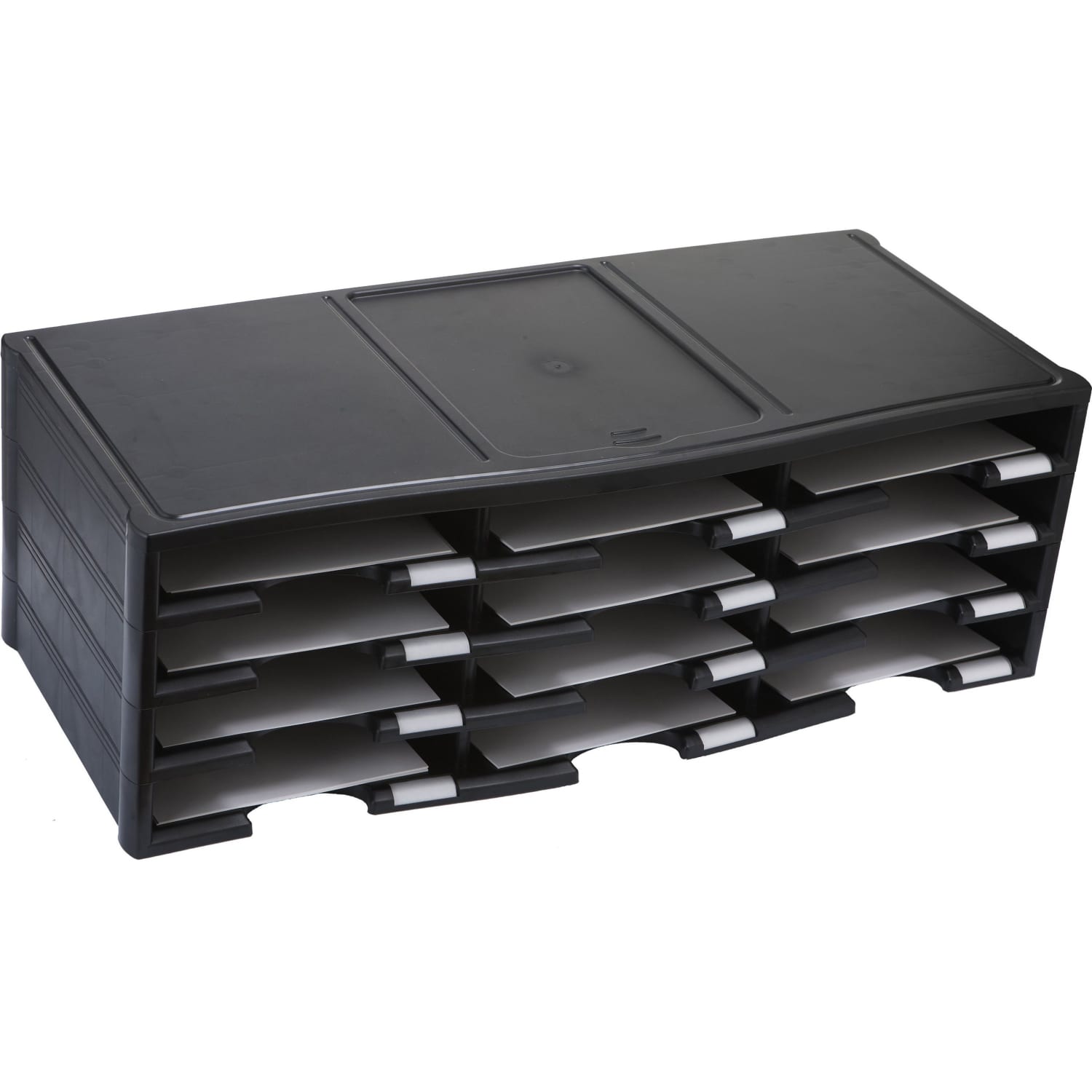 Storex 12-compartment Organizer - 6000 x Sheet - 12 Compartment(s) - 9.50in x 12in - 10.5in Height x 14.1in Width31.4in Length - 100% Recycled - Black - Polystyrene - 1 Each - Image 5
