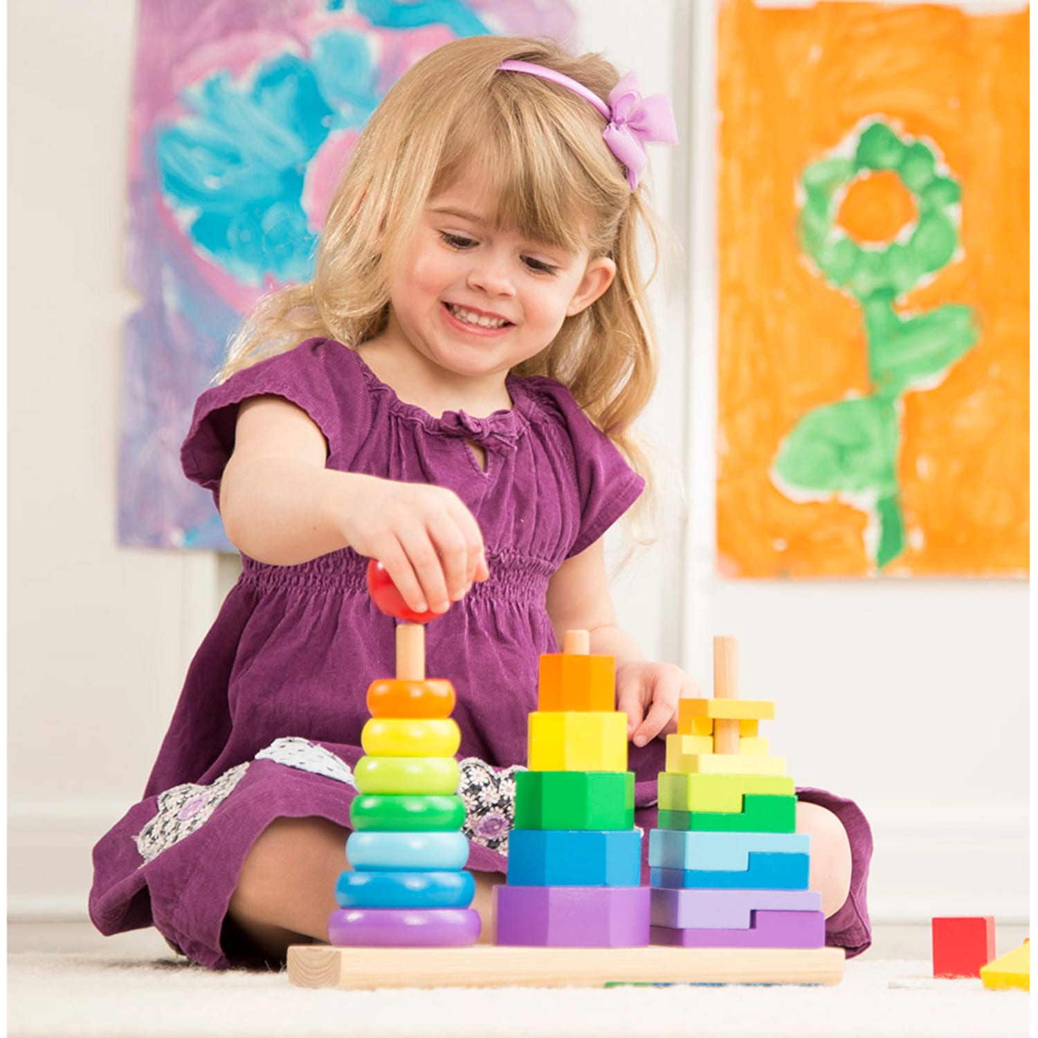 Melissa & Doug Geometric Stacker Toddler Toy, 25 Pieces - Image 3