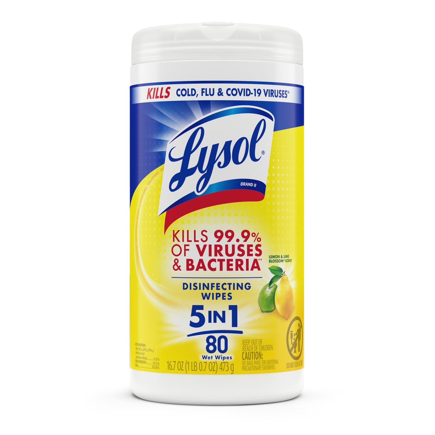 Lysol Disinfecting Wipes, Lemon & Lime Blossom Scent, 80 Sheets Per Tub, Box Of 6 - Image 3