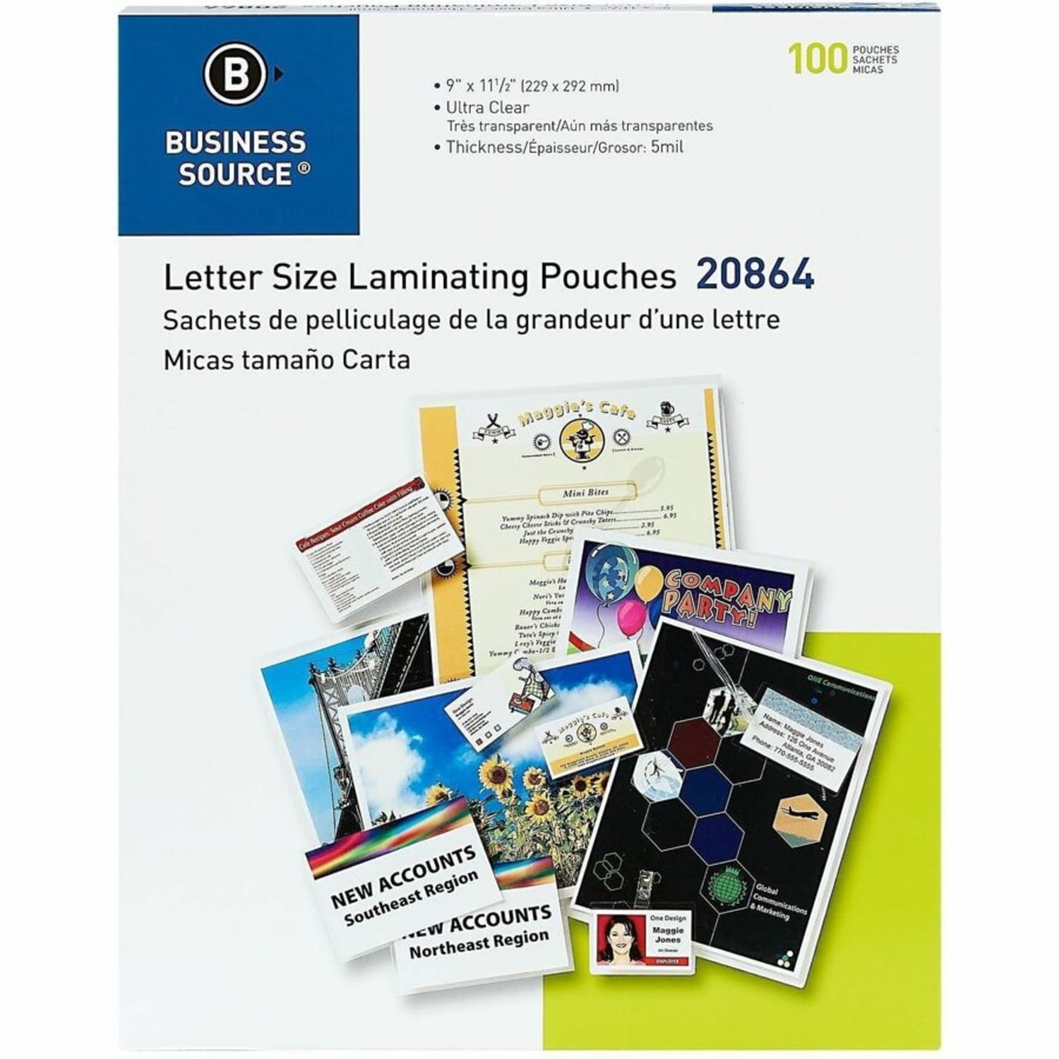 Business Source Laminating Pouches, Letter Size, 5 Mil Thickness, Clear, Box Of 100 - Image 3