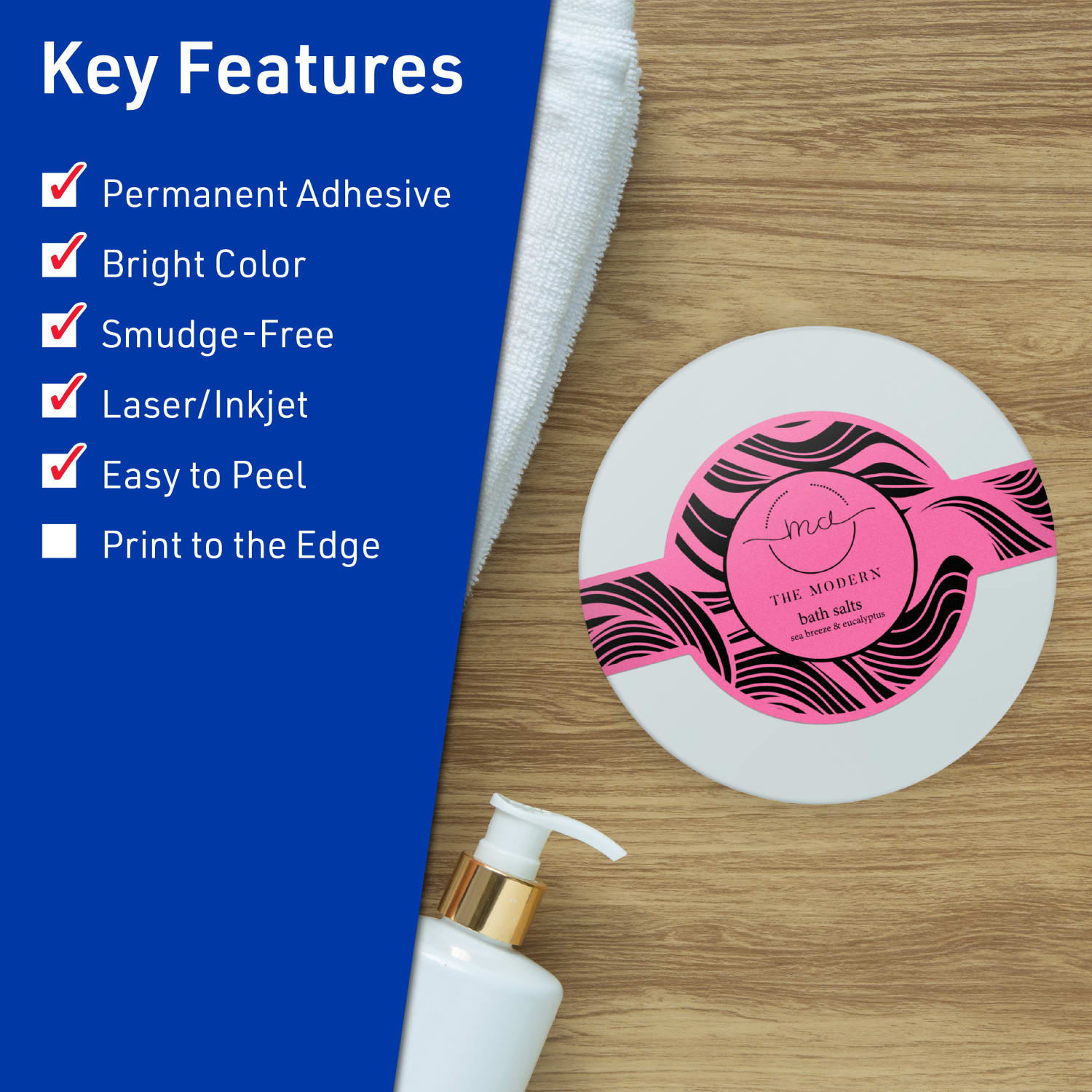 Avery Printable Labels With Sure Feed Technology, 94117-BPP10, Cigar, 2-3/8in x 8in, Matte Bright Pink, Pack of 30 - Image 3