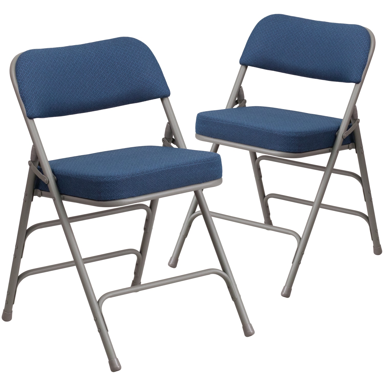 Flash Furniture HERCULES Series Premium Curved Triple Braced & Hinged Fabric Upholstered Metal Folding Chairs, Navy, Set Of 2 Chairs - Image 4
