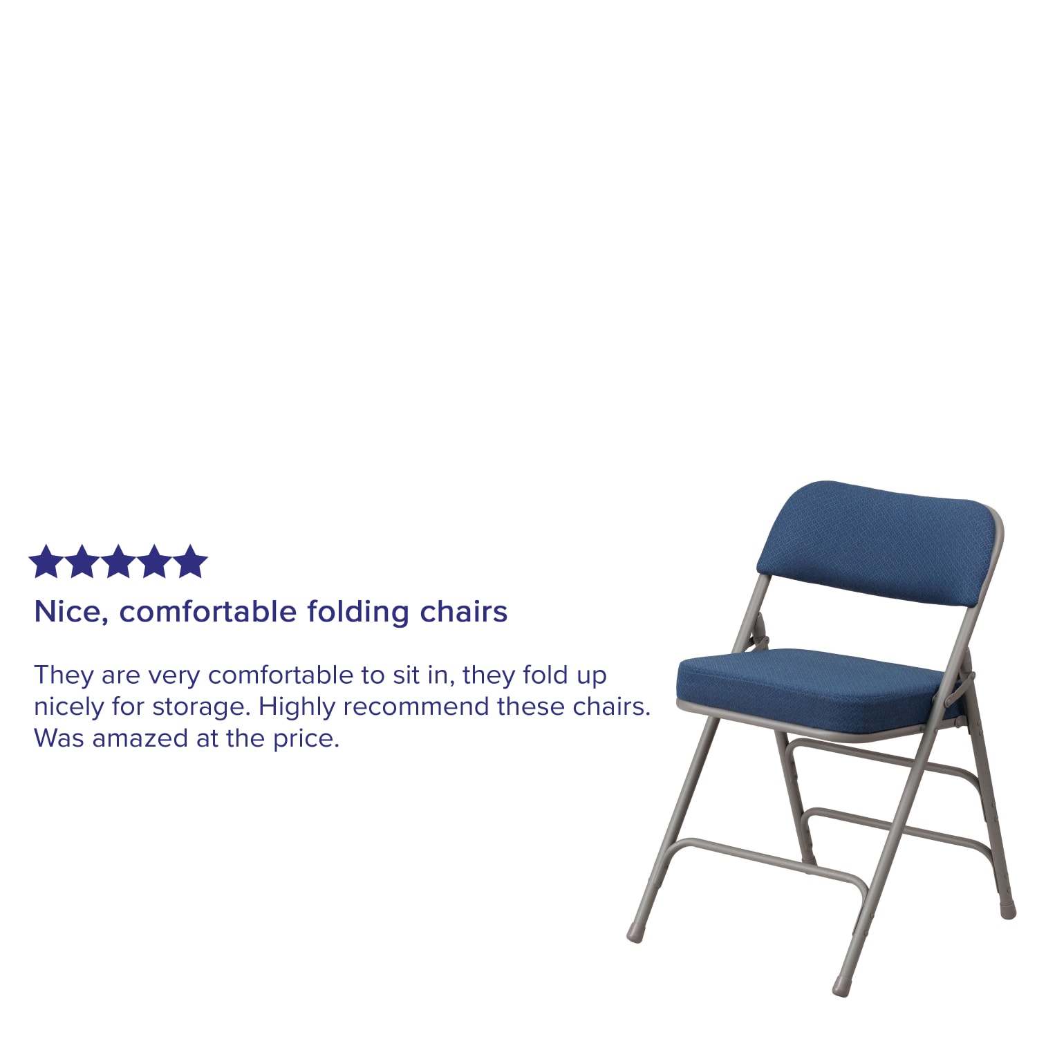 Flash Furniture HERCULES Series Premium Curved Triple Braced & Hinged Fabric Upholstered Metal Folding Chairs, Navy, Set Of 2 Chairs - Image 6