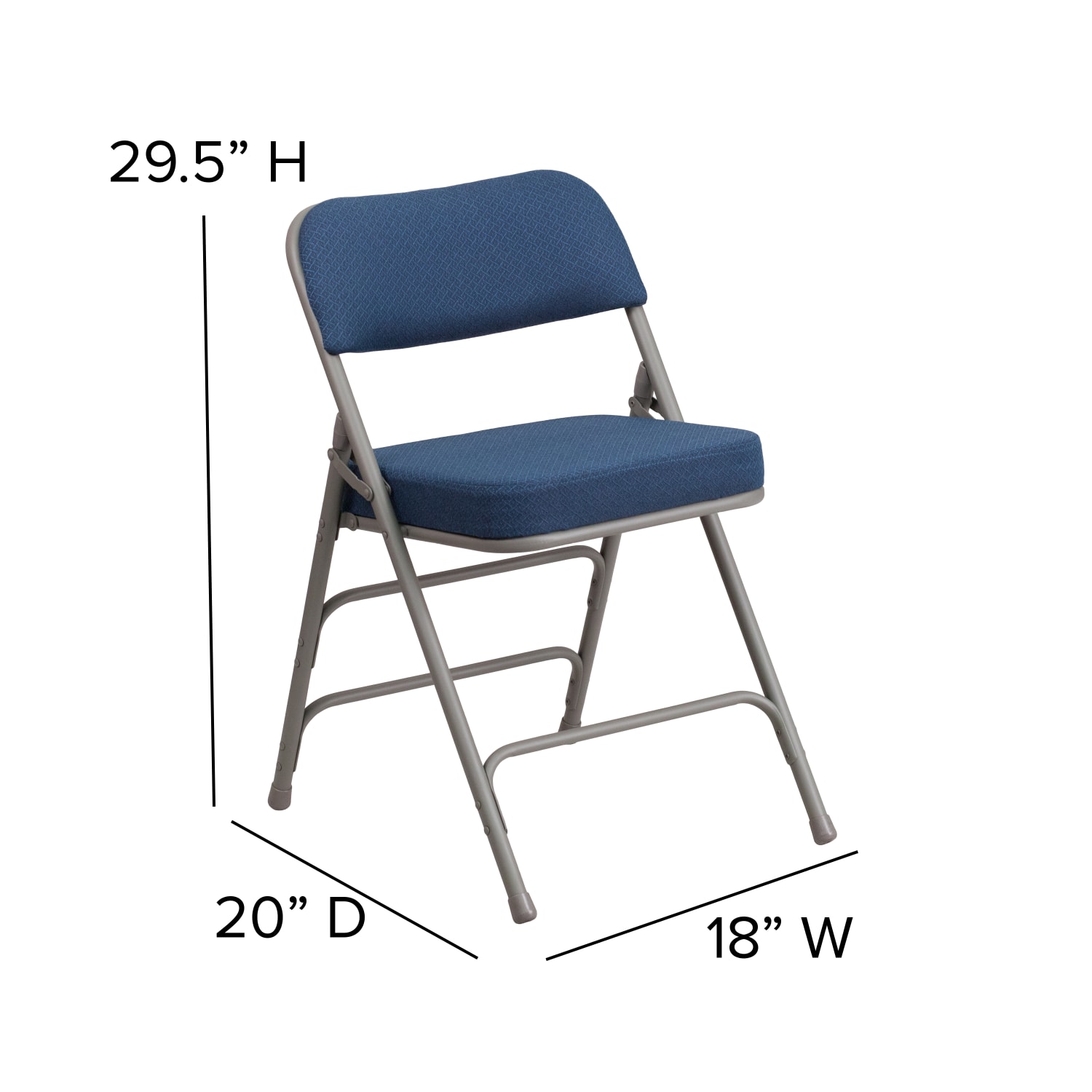 Flash Furniture HERCULES Series Premium Curved Triple Braced & Hinged Fabric Upholstered Metal Folding Chairs, Navy, Set Of 2 Chairs - Image 9
