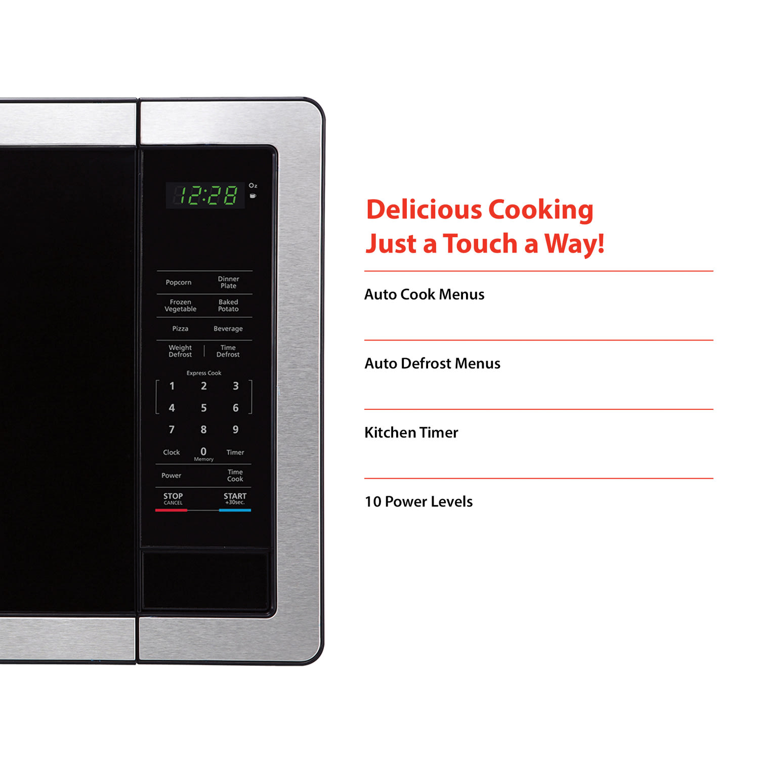 Magic Chef 1,000W Digital Touch Countertop Microwave, 1.1 Cu. Ft., Silver - Image 6