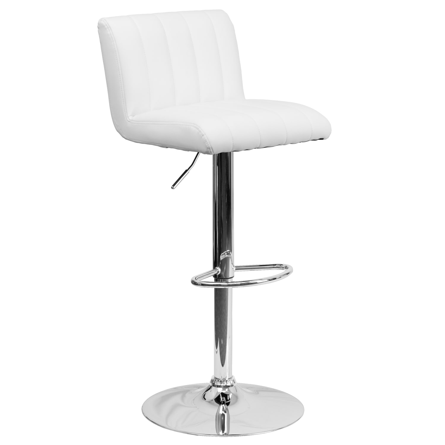 Flash Furniture Contemporary Vinyl Adjustable Height Bar Stool With Back, White - Image 3