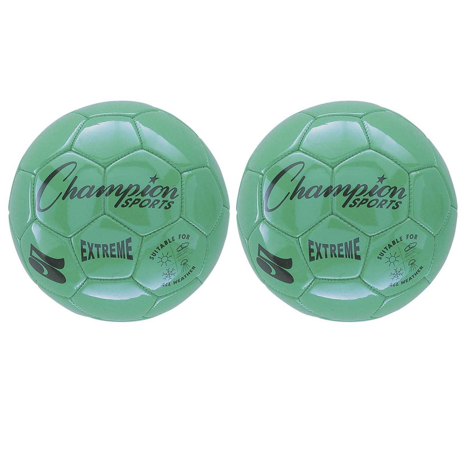 Champion Sports Extreme Soccer Balls, Size 5, Green, Pack Of 2 Balls