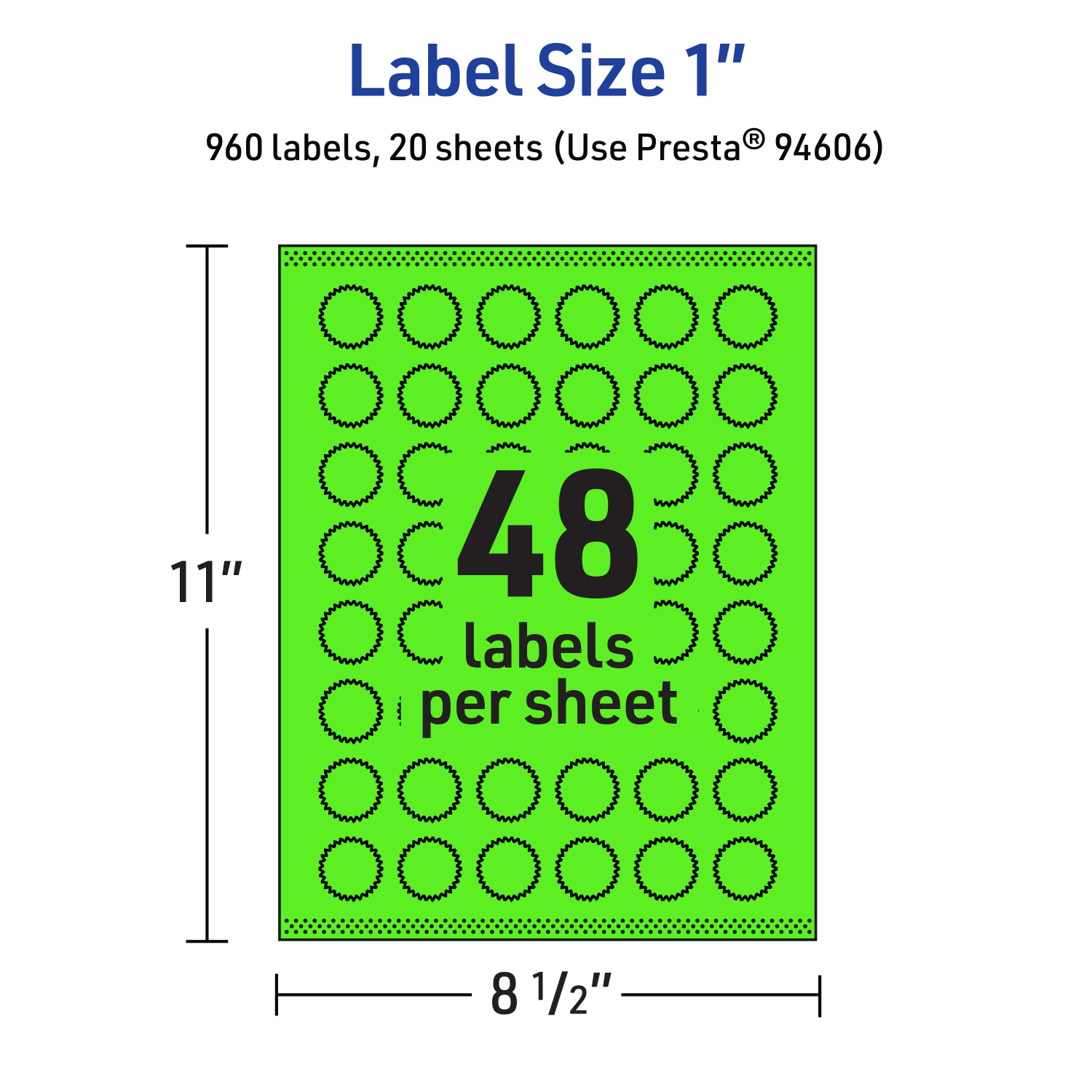 Avery Print-To-The-Edge Labels With Sure Feed Technology, 94606-NGP20, Starburst, 1in, Matte Neon Green, Pack of 960 - Image 6
