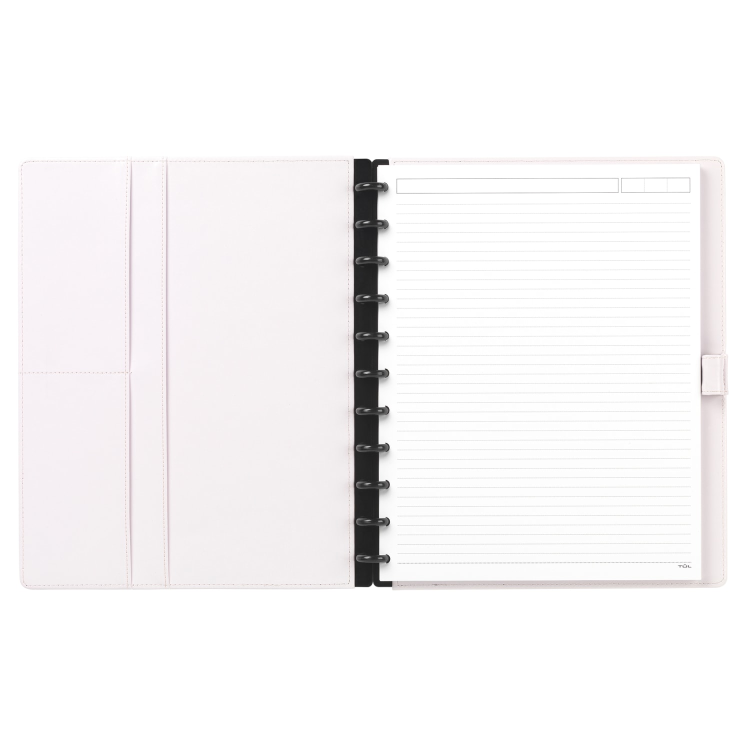 TUL Discbound Notebook With Die-Cut Leather Cover, Letter Size, Narrow Ruled, 60 Sheets, Pink/Rose Gold - Image 3