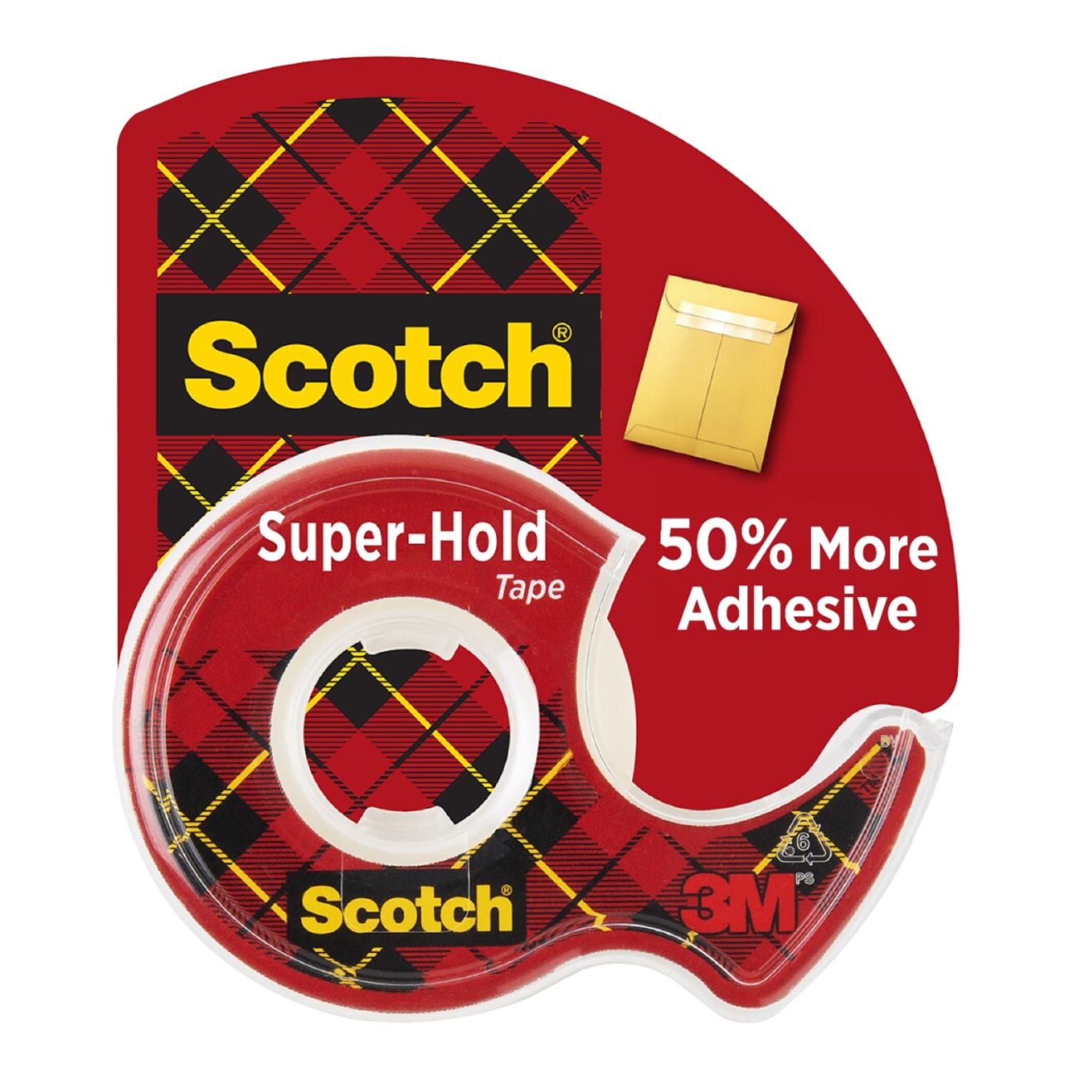 Scotch Super-Hold Tape, With Handheld Dispenser, 0.75in x 18 Yd, Clear