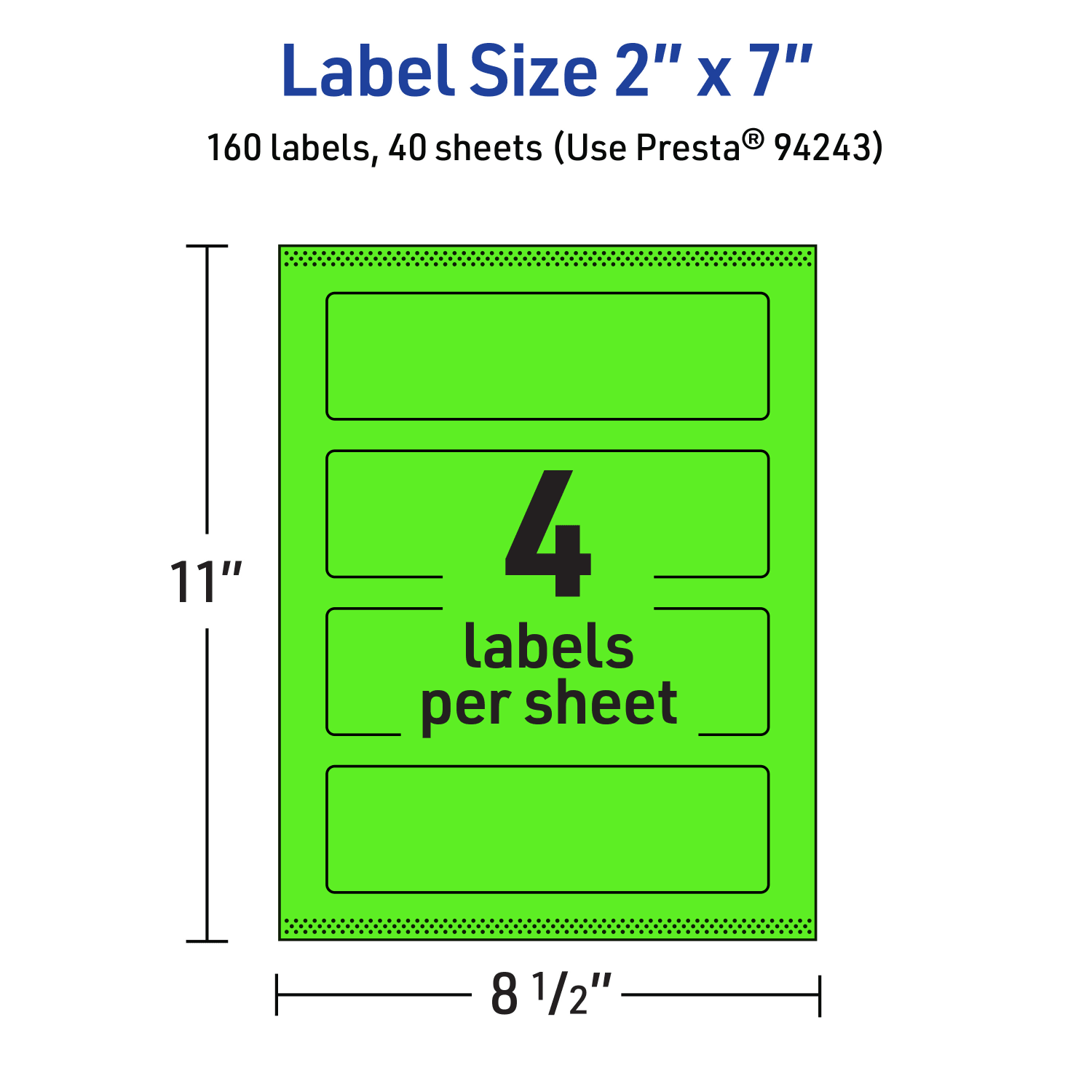Avery Print-To-The-Edge Labels With Sure Feed Technology, 94243-NGP40, Rectangle, 2in x 7in, Matte Neon Green, Pack of 160 - Image 6