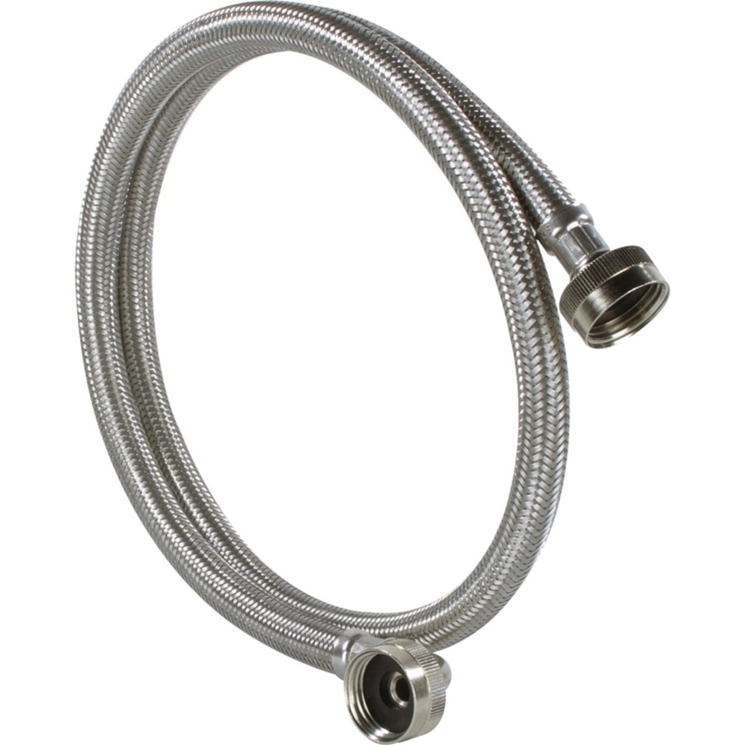 Certified Appliance Accessories 2 pk Braided Stainless Steel Washing Machine Hoses with Elbow - 72in - Silver, Stainless Steel - Stainless Steel, Vinyl, Polyvinyl Chloride (PVC), Polyester, Brass - 2 - Image 3