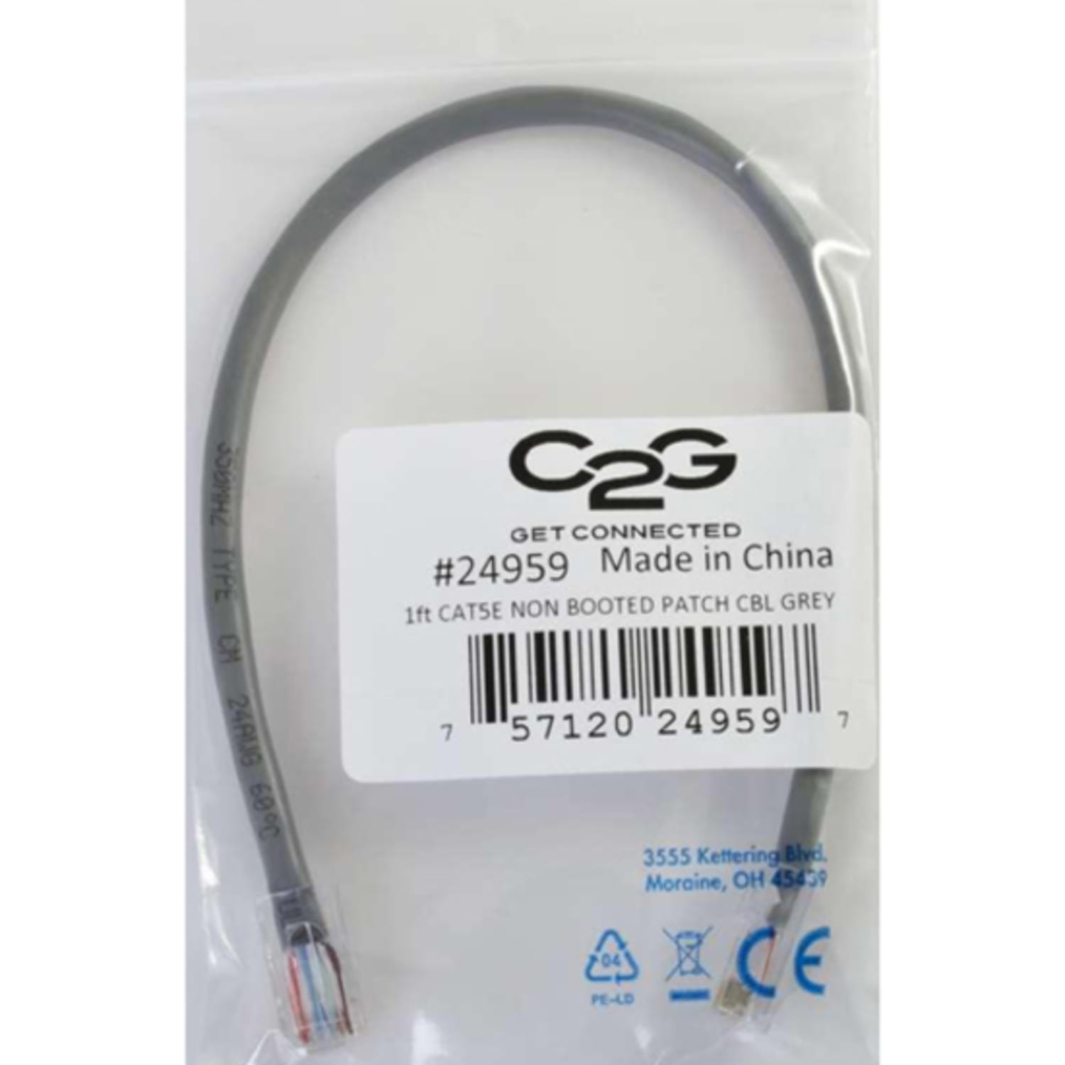 C2G-15ft Cat5e Non-Booted Unshielded (UTP) Network Patch Cable - Gray - Category 5e for Network Device - RJ-45 Male - RJ-45 Male - 15ft - Gray - Image 4