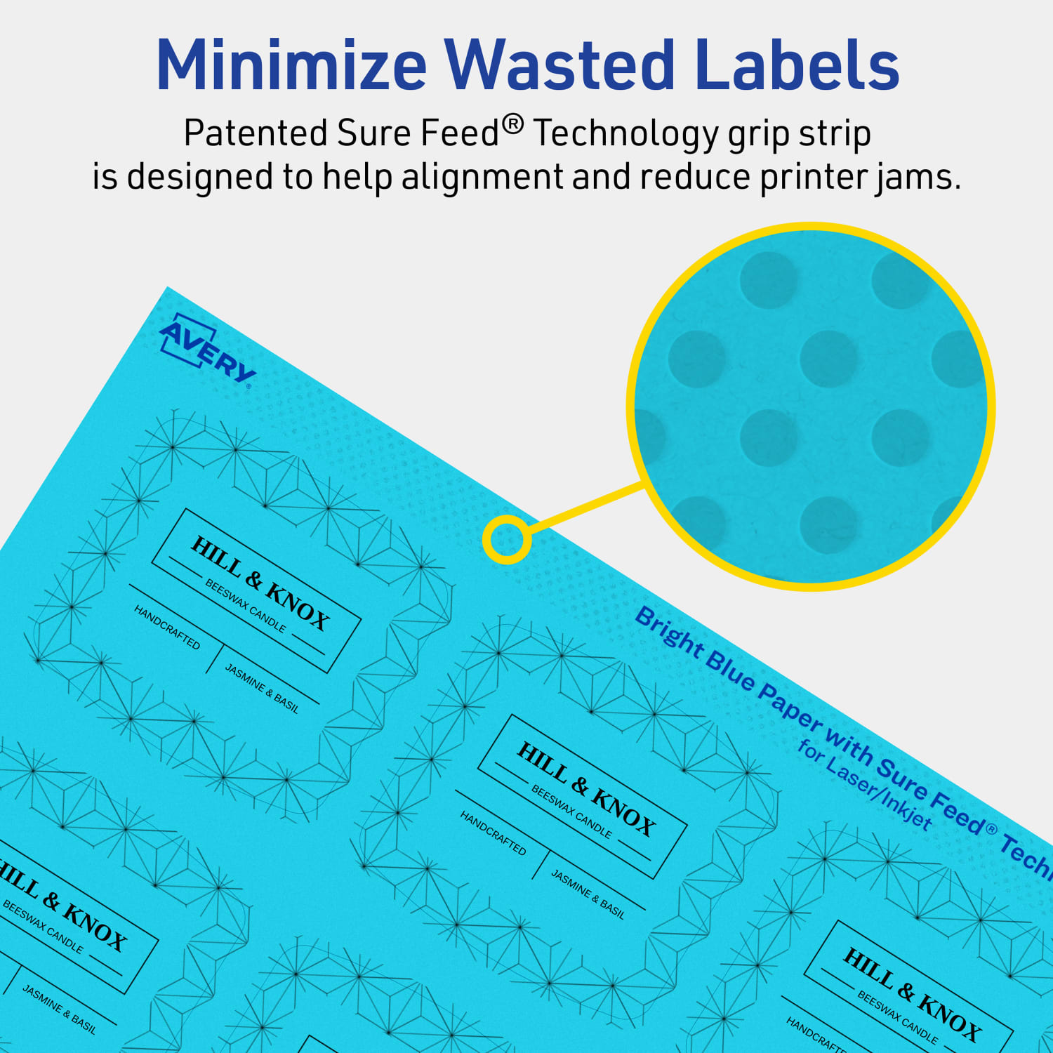 Avery Print-To-The-Edge Labels With Sure Feed Technology, 94124-BBP40, Arched Square, 2in x 2-3/16in, Matte Bright Blue, Pack of 480 - Image 5