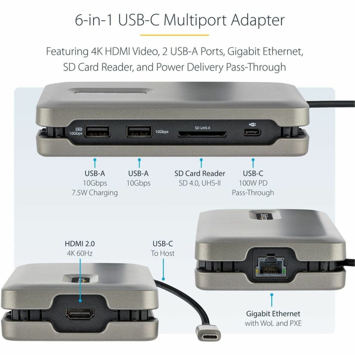 StarTech.com Docking Station - for Notebook/Tablet/Workstation/Monitor - SD, MultiMediaCard (MMC) - 100 W - DKT31CSDHPD3 - Image 4