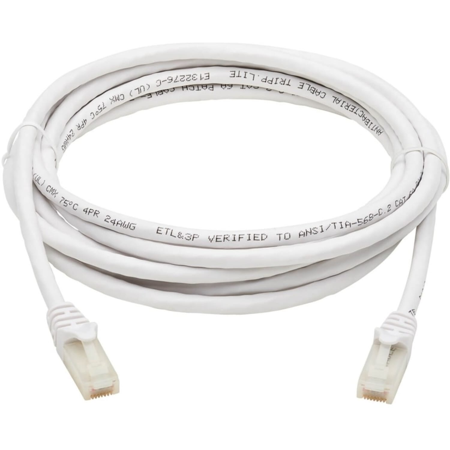 Tripp Lite Safe-IT Cat6a Ethernet Cable Antibacterial Snagless 10G M/M 7ft] - 10 Gbit/s - Gold Plated Contact - CMX - 24 AWG - White - Image 4