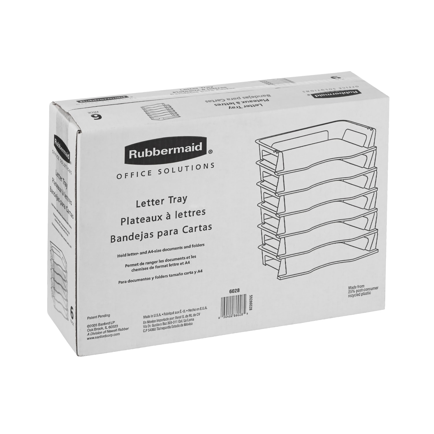 Rubbermaid Regeneration Letter Tray, 2 3/4inH x 9inW x 15 1/4inD, Black, 1 Pack Of 6 Trays - Image 5