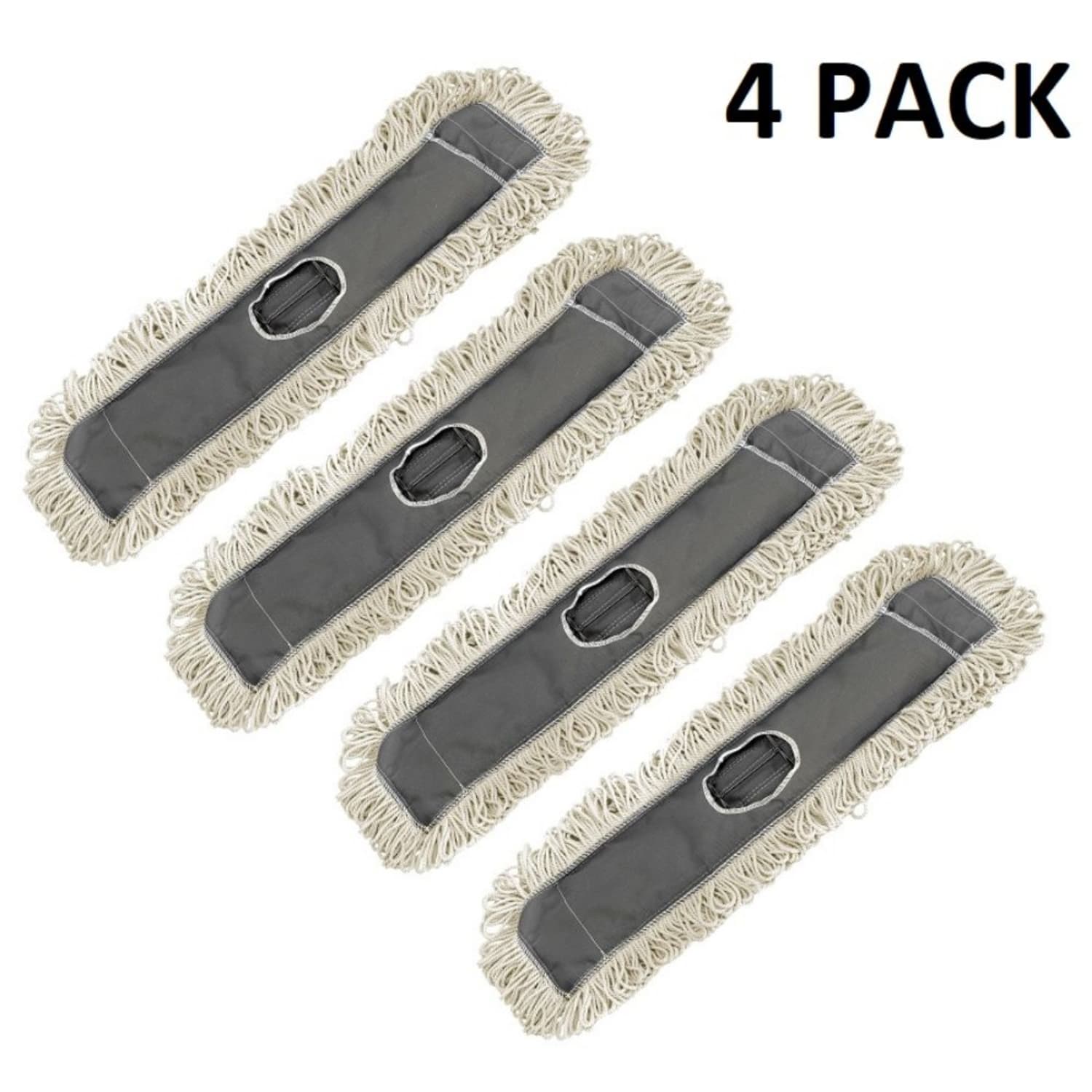 Alpine Industries 24in Cotton Dry Dust Mop Replacement Heads, Gray, Pack Of 4 Heads - Image 5