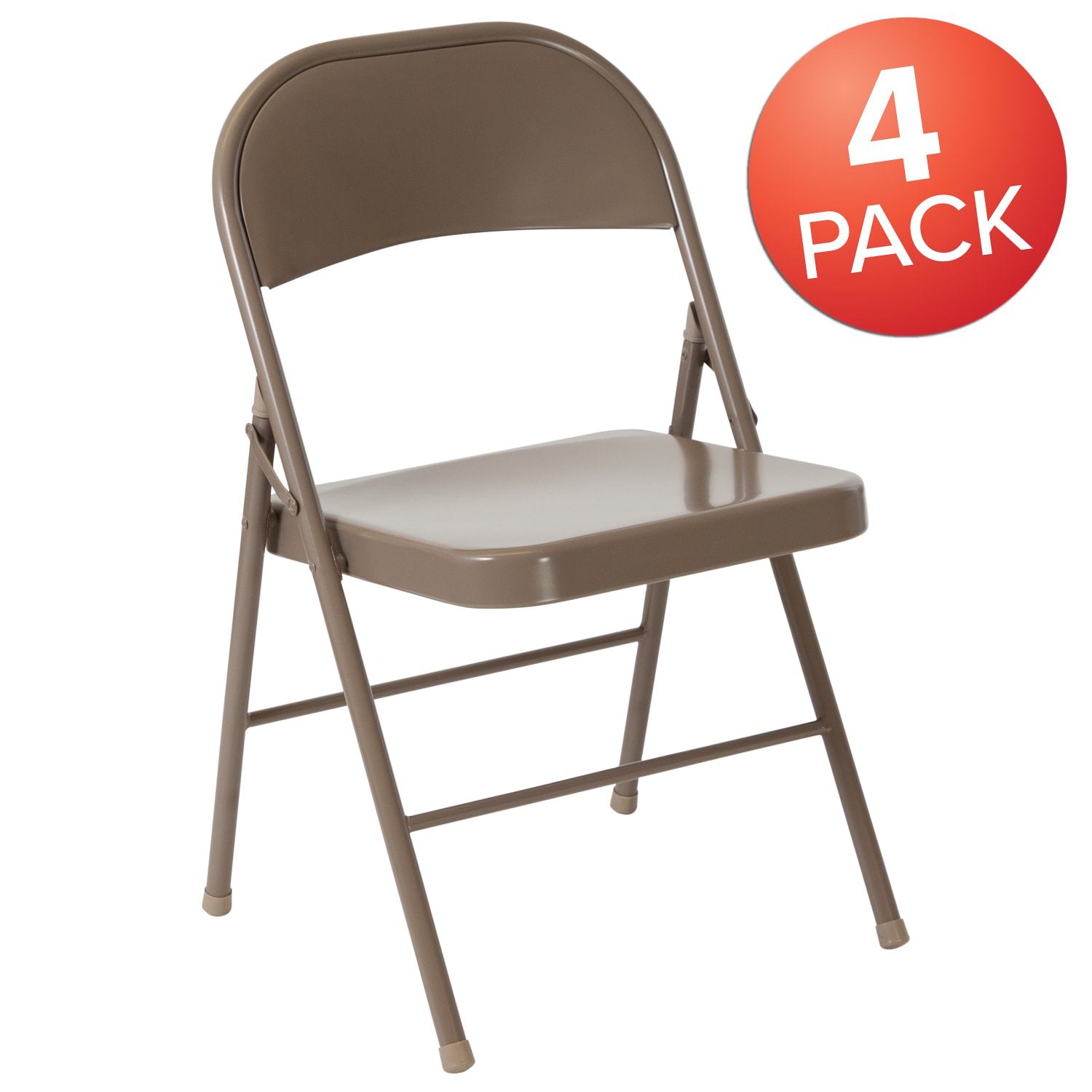 Flash Furniture HERCULES Series Double-Braced Metal Folding Chairs, Beige, Set Of 4 Chairs - Image 3