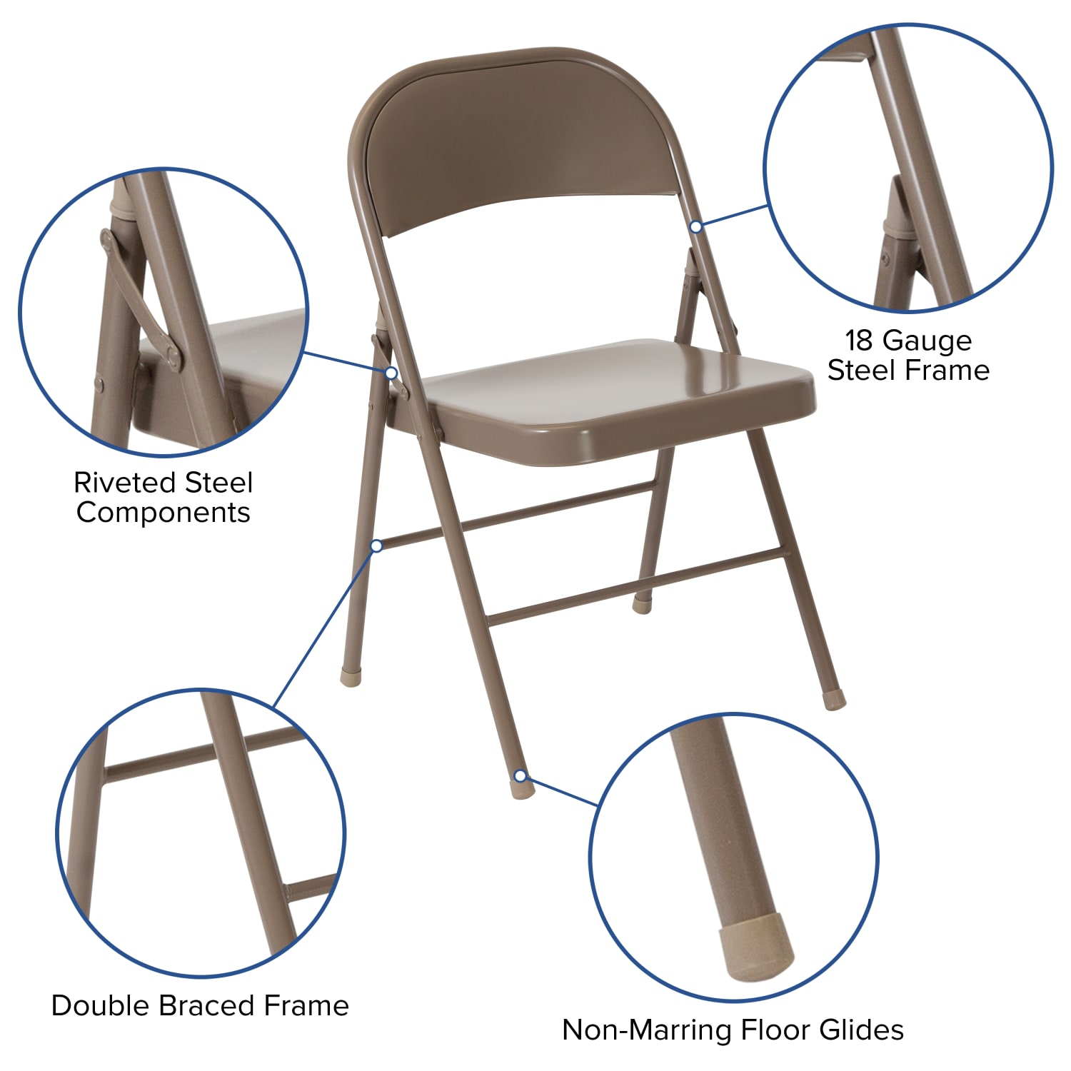 Flash Furniture HERCULES Series Double Braced Metal Folding Chairs Beige Set Of 4 Chairs PopularChairscom