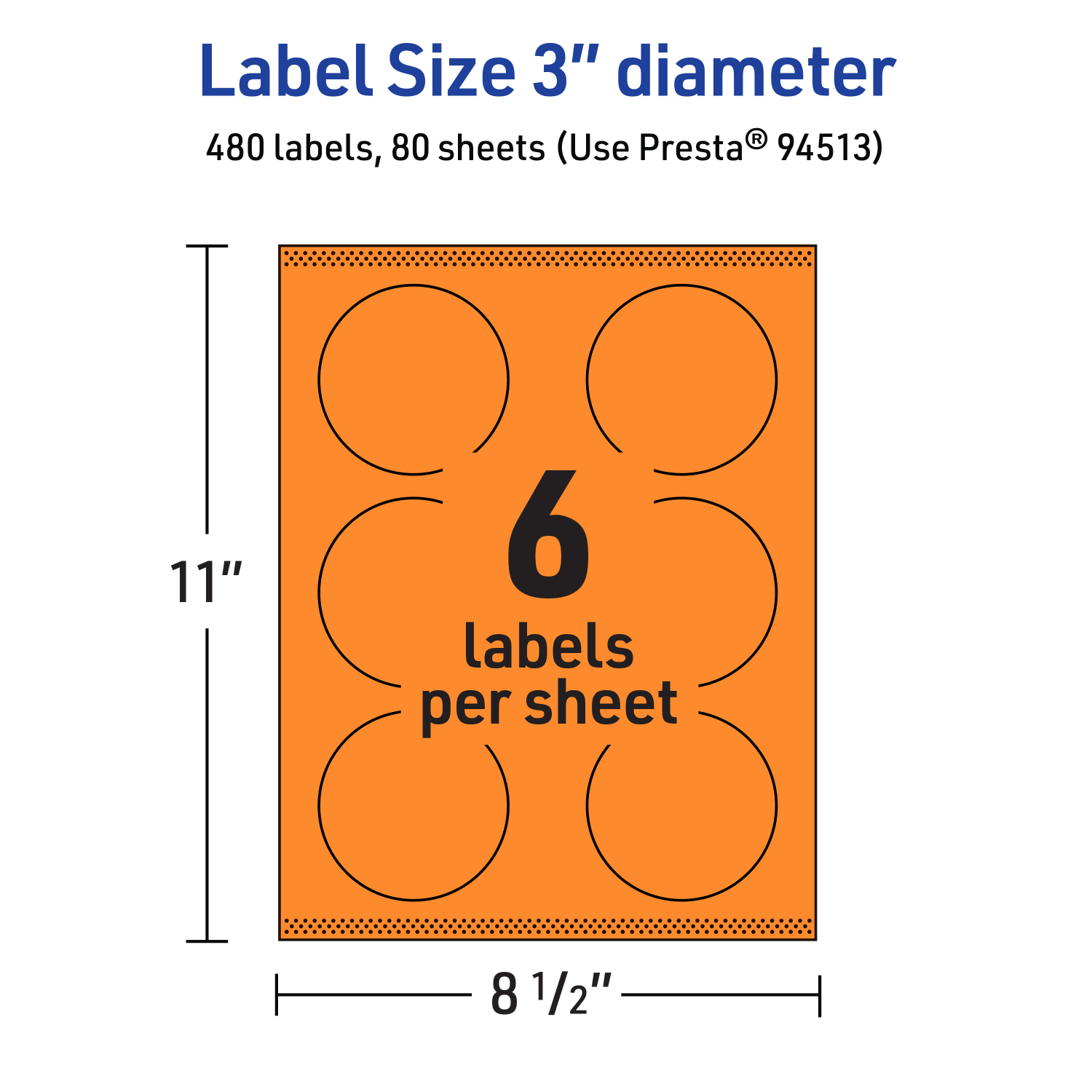 Avery Print-To-The-Edge Labels With Sure Feed Technology And Easy Peel Label Feature, 94513-BOP80, Round, 3in, Matte Bright Orange, Pack of 480 - Image 6