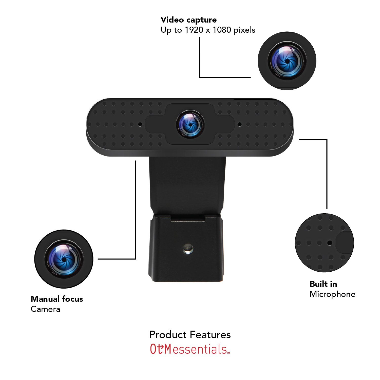 Centon OTM Basics 360 deg. 2.0-Megapixel USB Webcam, Black, OB-AKK - Image 4