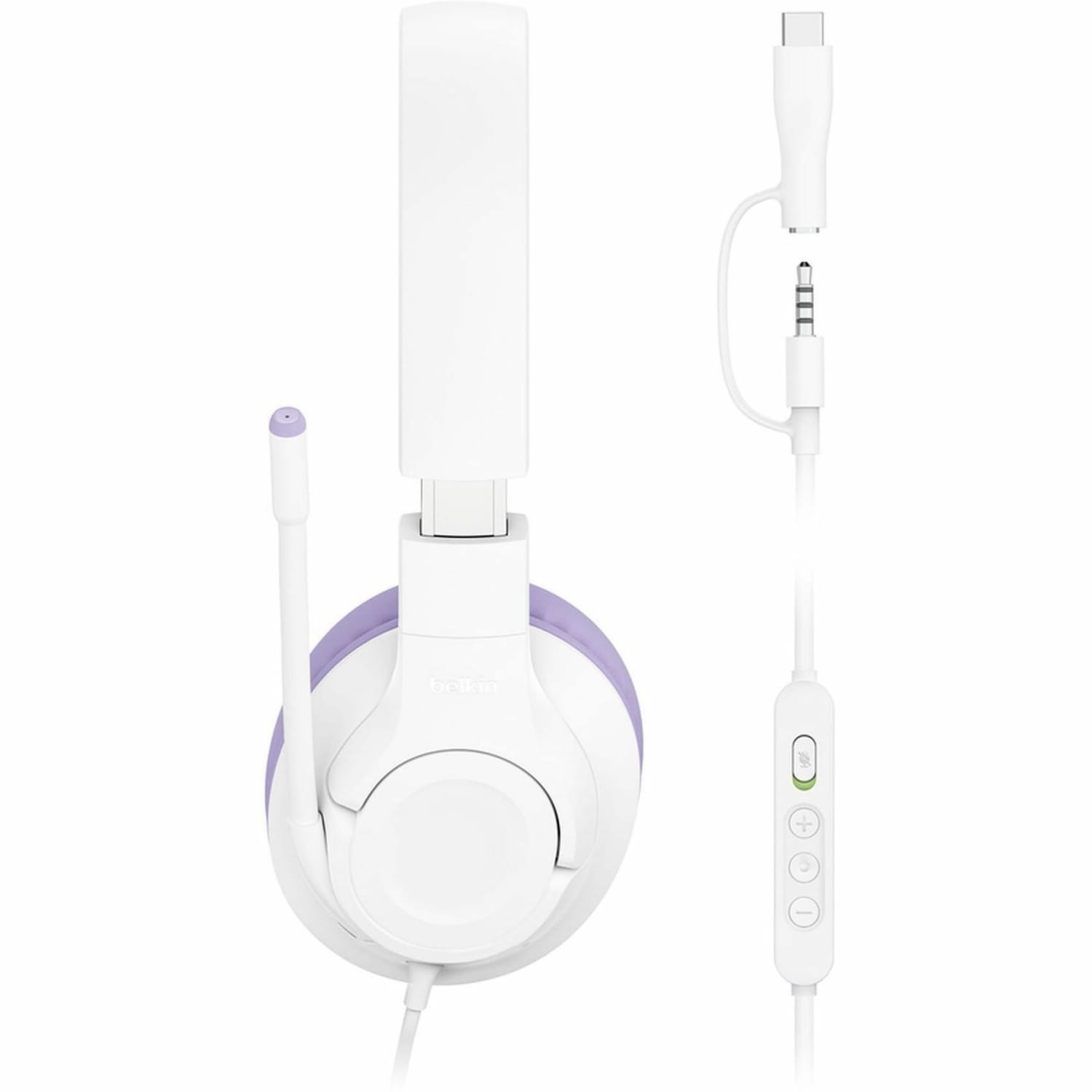 Belkin SoundForm Inspire Wired Over-Ear Headset for Kids, Lavender/White - Image 4