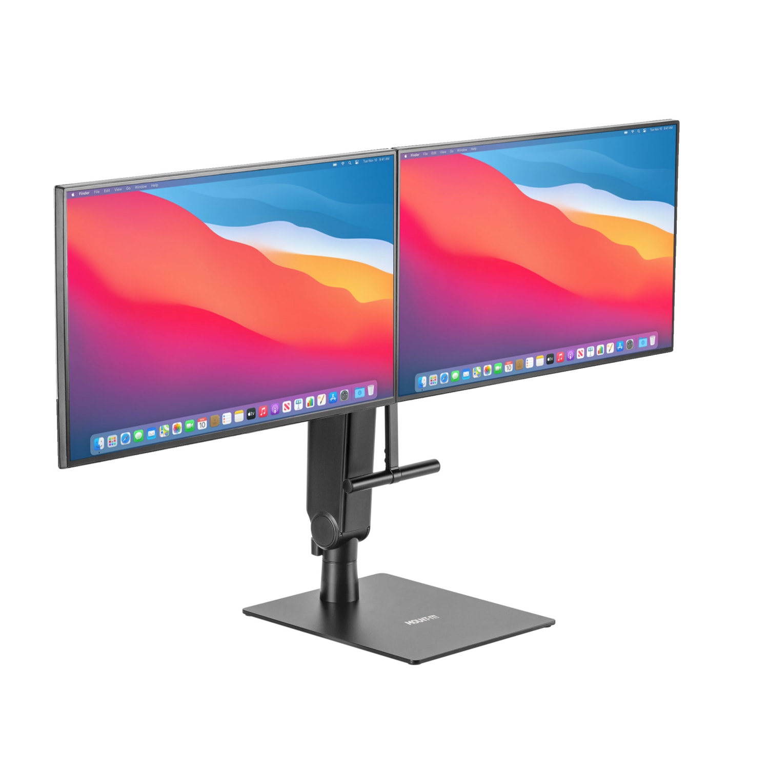 Mount-It! Freestanding Dual Monitor Arm For 17in to 32in Screens With Height Adjustment, Black - Image 3