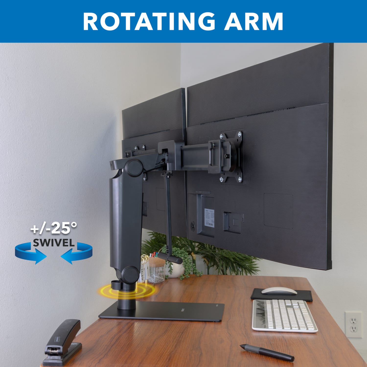 Mount-It! Freestanding Dual Monitor Arm For 17in to 32in Screens With Height Adjustment, Black - Image 5