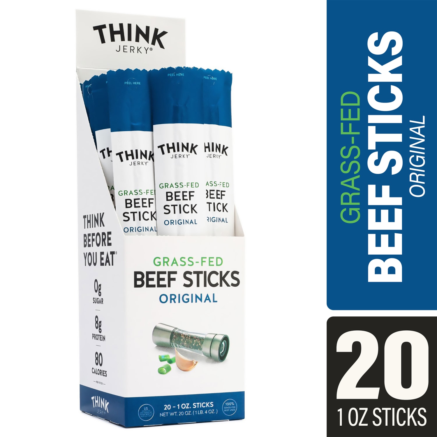 Think Jerky Grass-Fed Beef Sticks, 1 Oz, Pack Of 20 Sticks - Image 3