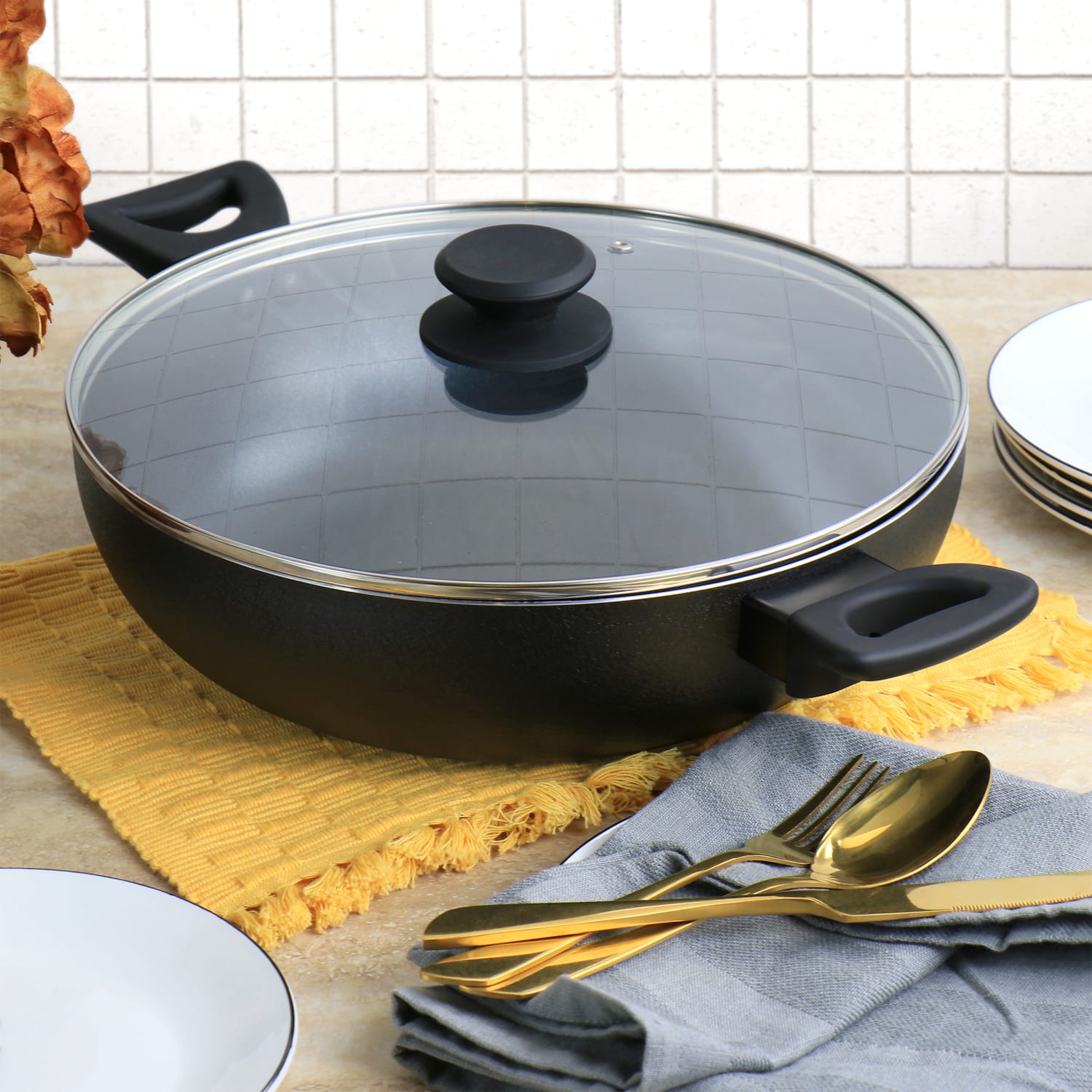 Oster Ashford 5-Quart Aluminum Non-Stick Everyday Pan, Black - Image 3