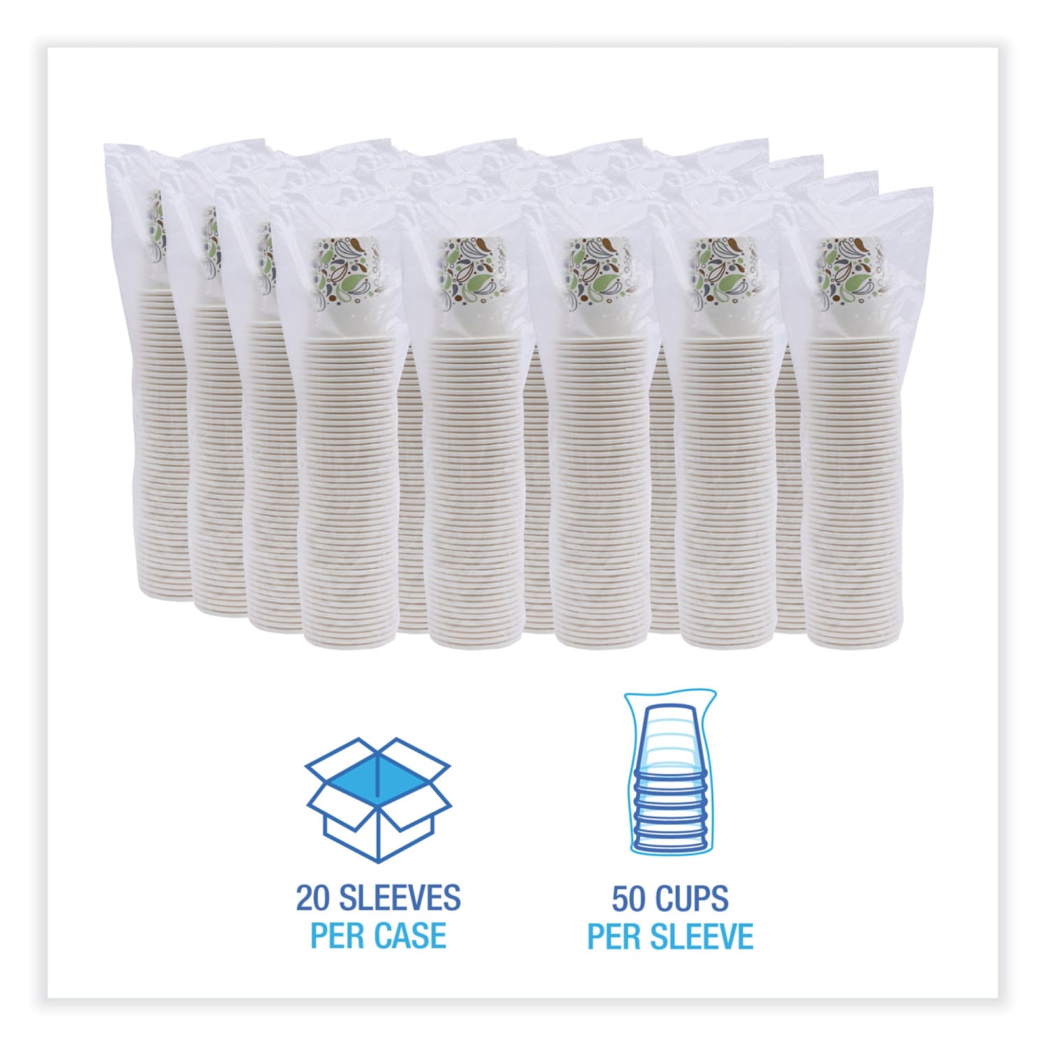 Boardwalk Deerfield Printed Paper Cold Cups, 12 Oz, Multicolor, Sleeve Of 50 Cups, Carton Of 20 Sleeves - Image 3