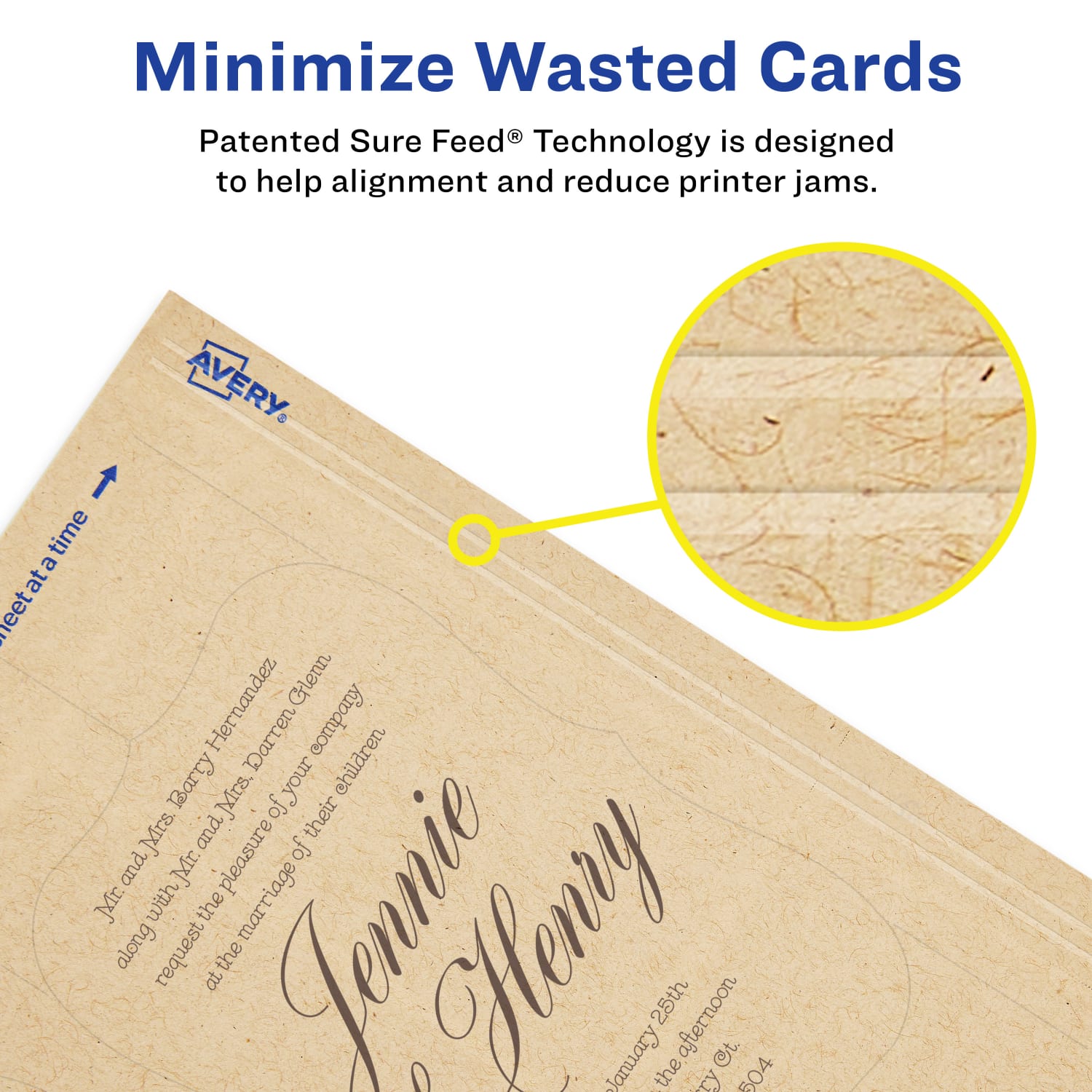 Avery Printable Postcards With Sure Feed Technology, 95274-KMC25, Rectangle Flourished Edge, 4in x 6in, Kraft Brown, Pack Of 50 - Image 5